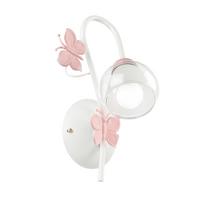 Kinderwandleuchte Butterfly Weiß/Pink max. 6 Watt - Pink/Weiß, Basics, Glas/Metall (16/20/28cm)