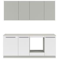 Küchenblock Milino o. Geräte Weiss/Grau - Hellgrau/Schwarz, Basics, Holzwerkstoff/Kunststoff (210cm) - Visiona