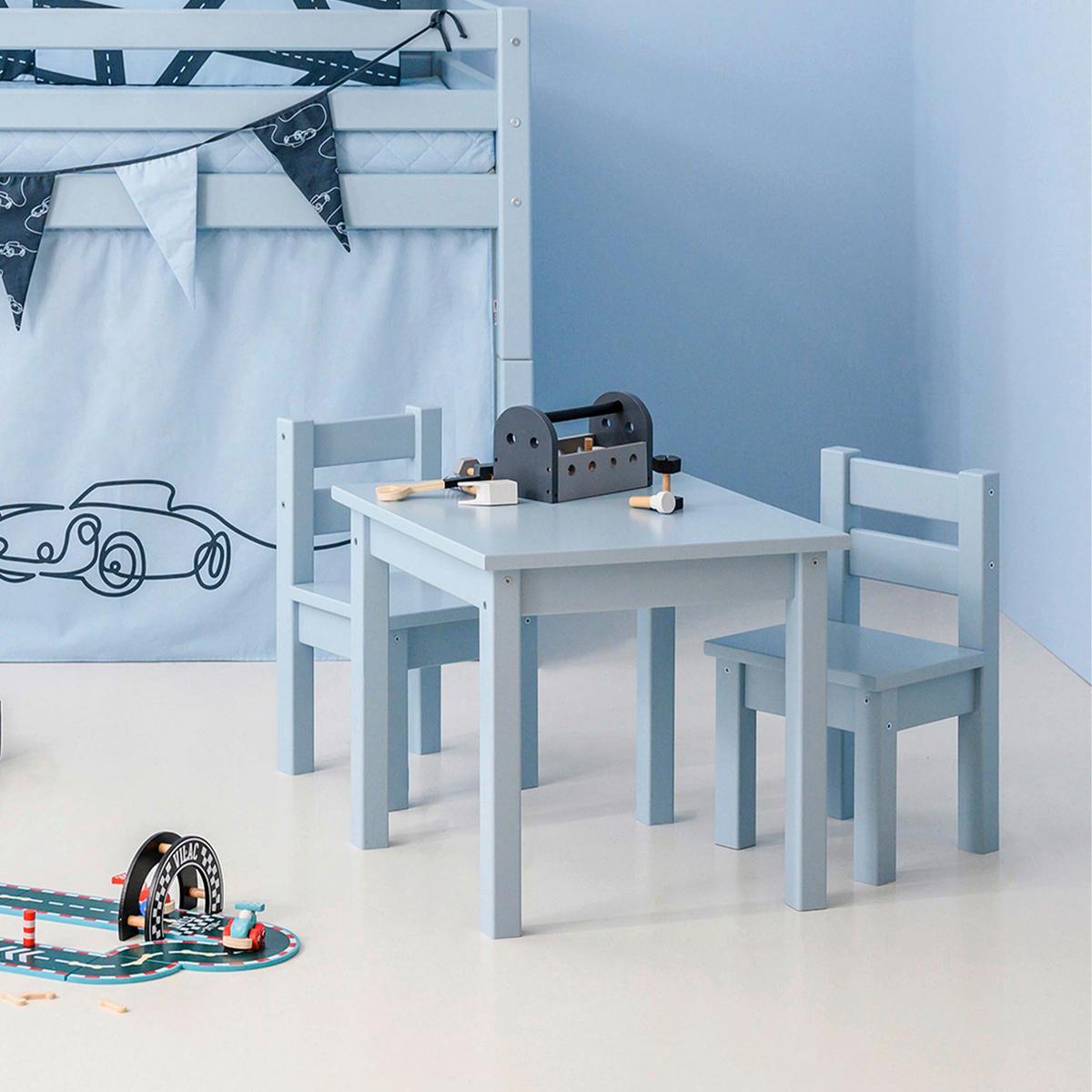 Kindersitzgruppe MADS Pastellblau Kiefer teilmassiv - Pastellblau, MODERN, Holz - MID.YOU