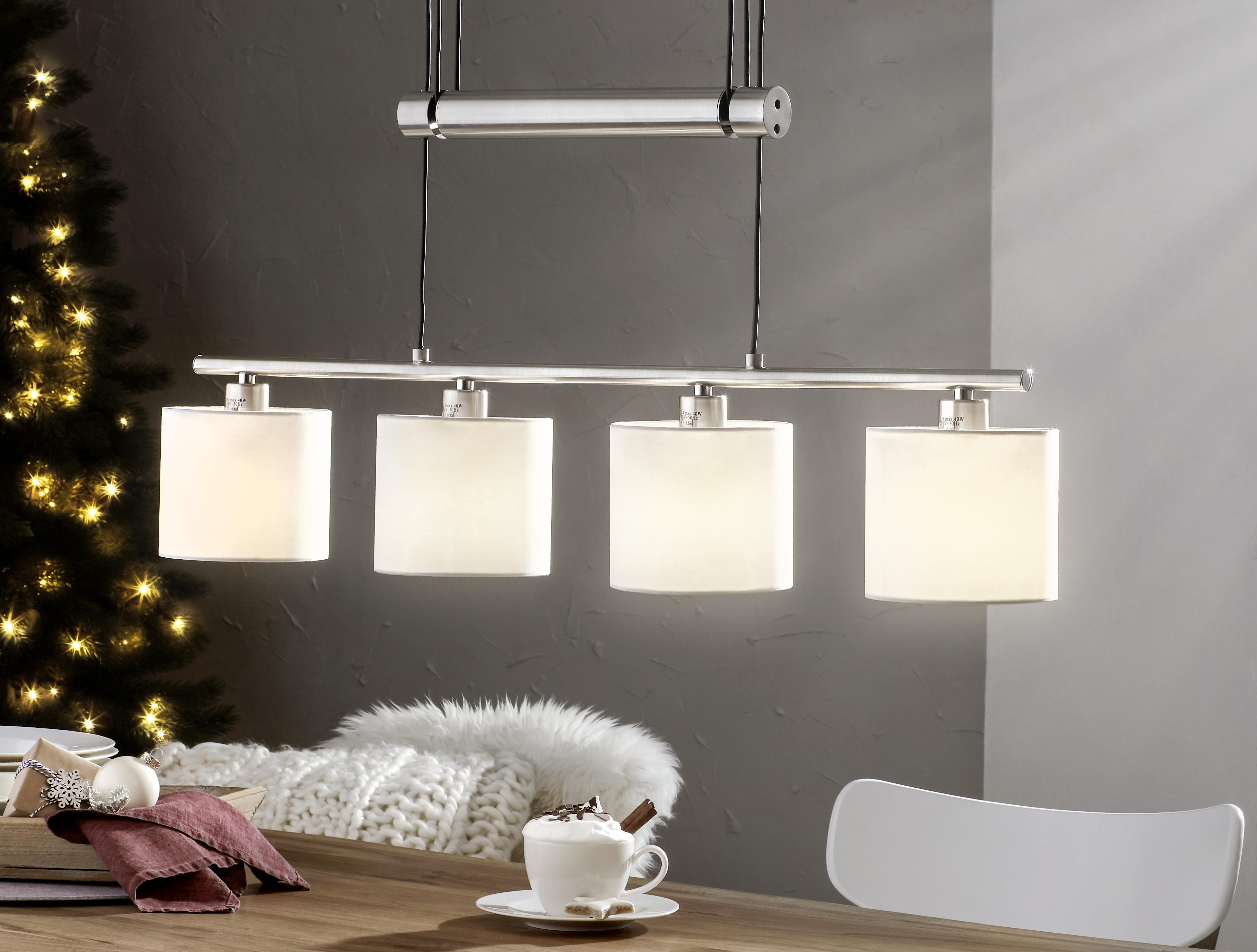 LAMPA WISZĄCA X30054001 GARDA *SBN* - biały/kolor niklowy, Design, metal/tkanina (77/95-150cm) - Novel