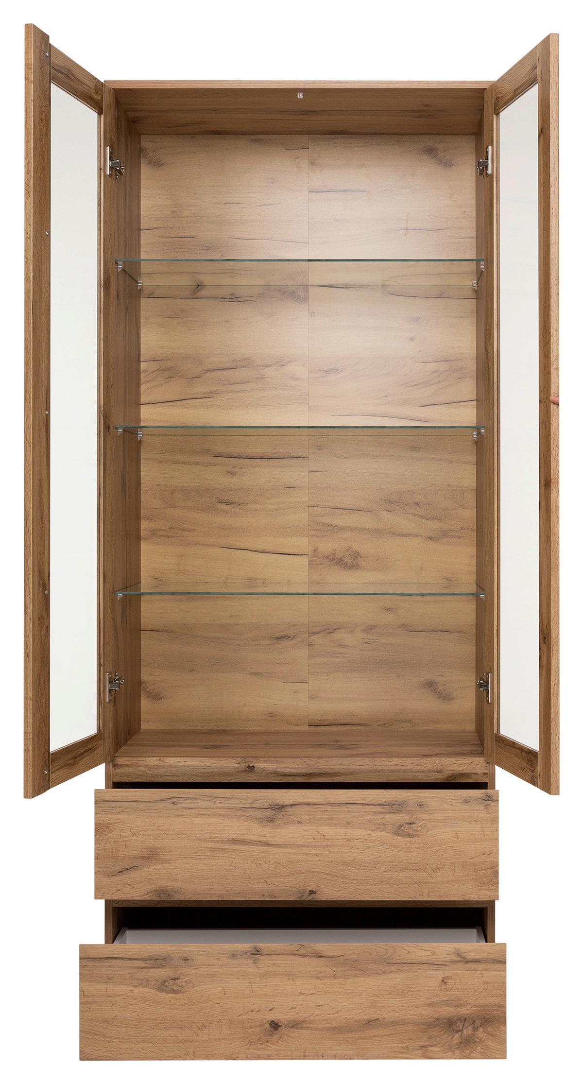 Vitrina Image, Barva Hrasta - srebrne barve/barve hrasta, Konvencionalno, steklo/leseni material (80/191/40cm) - MID.YOU