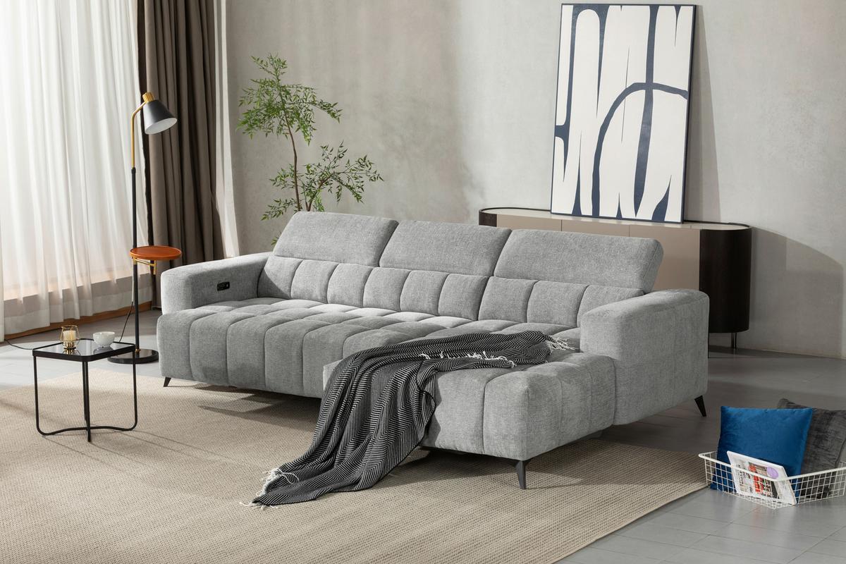 Sarokkanapé Melbourne - szürke, Modern, textil/fa (285/182cm) - Based