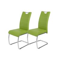 Schwingstuhl-Set Flora 2er-Set ca. 43x98 cm Lederlook Grün - Chromfarben/Weiß, MODERN, Textil/Metall (43/98/59cm) - MID.YOU