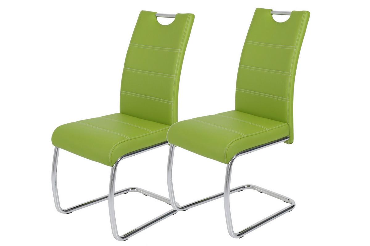 Schwingstuhl-Set Flora 2er-Set ca. 43x98 cm Lederlook Grün - Chromfarben/Weiß, MODERN, Textil/Metall (43/98/59cm) - MID.YOU