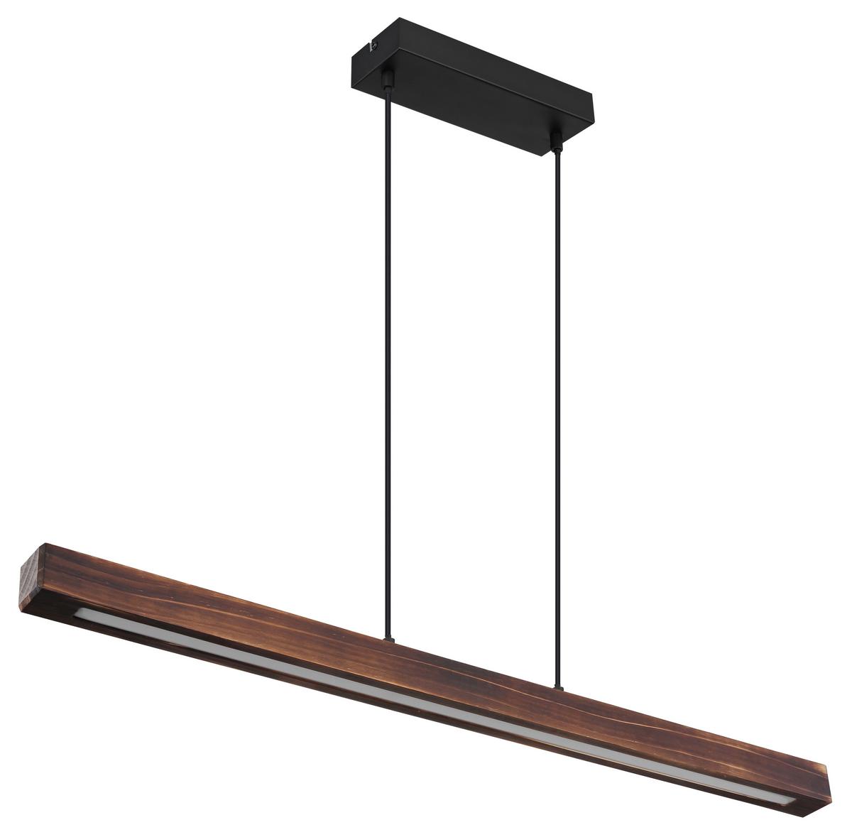 Viseča Led-svetilka 15536h Tibeon - črna/temno rjava, Natur, kovina/umetna masa (90/8/120cm) - Globo