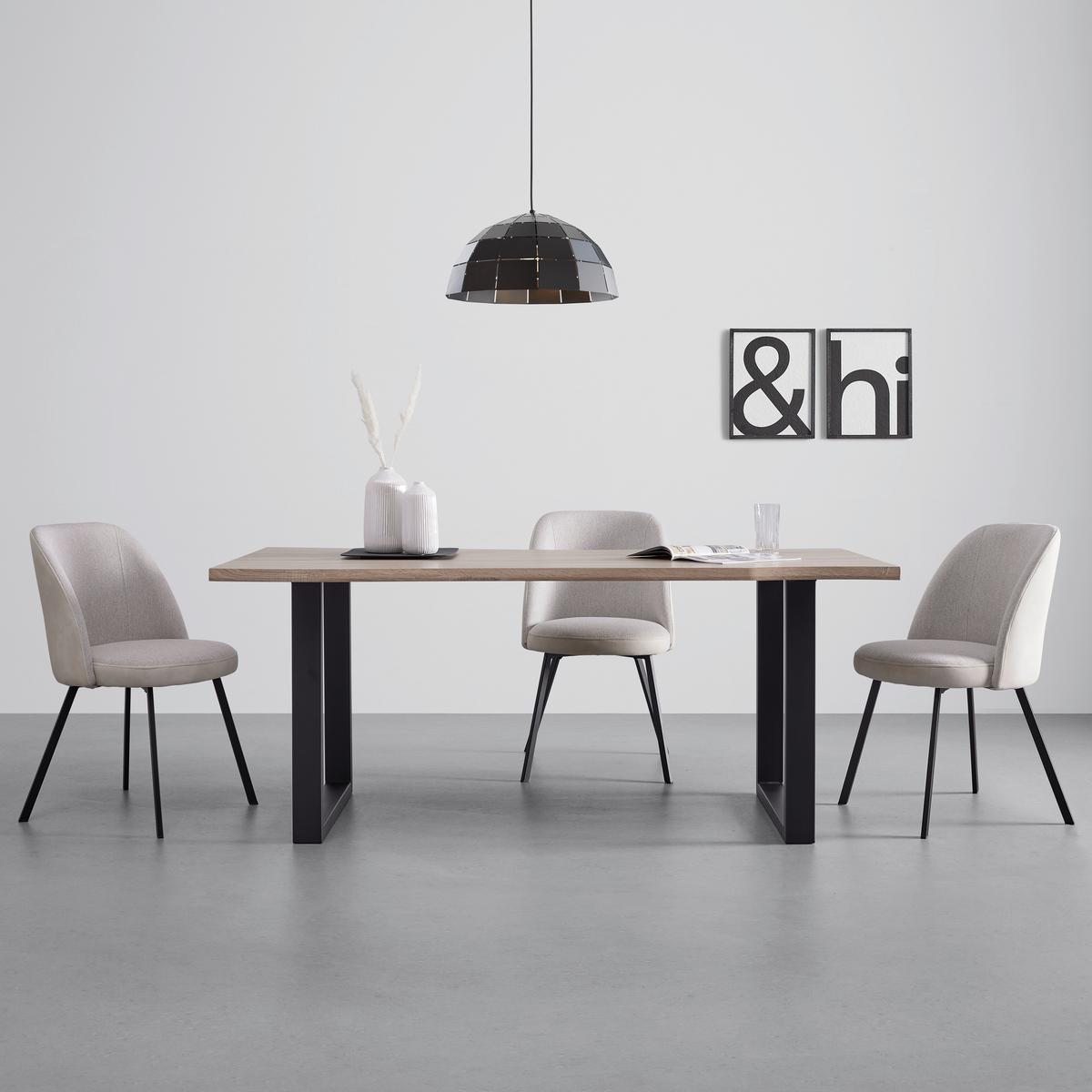 Esstisch Holz "Elicia", ca. 180x90 cm, Eiche - Eichefarben/Schwarz, Modern, Metall (180/76/90cm) - Bessagi Home