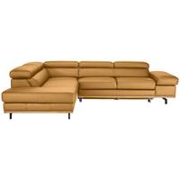 Wohnlandschaft Carmen links Senfgelb - Senfgelb/Schwarz, MODERN, Leder/Holz (292/72/226cm) - Premium Living