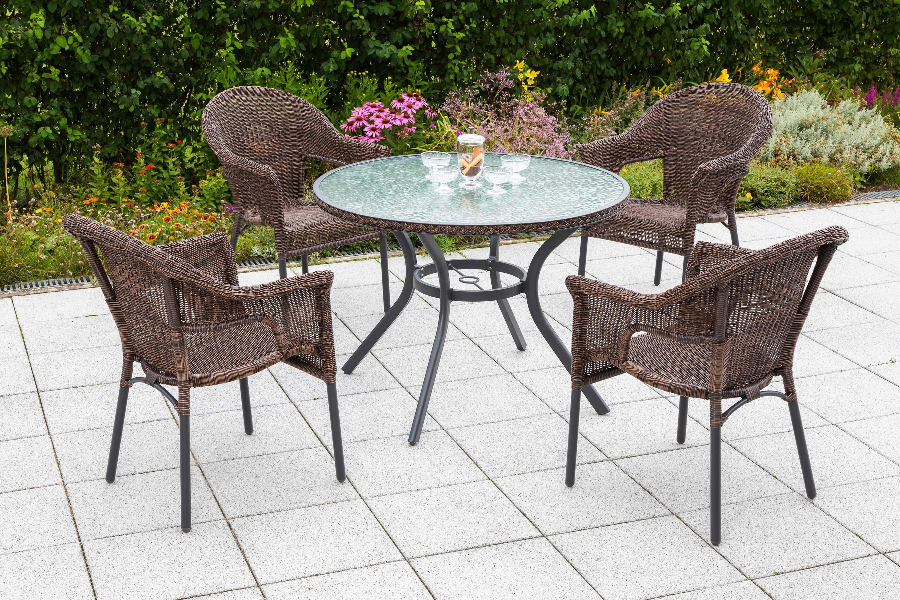 Vrtna Garnitura Ravenna, Temno Rjava, 5-Delna - temno rjava/barve grafita, Konvencionalno, kovina/umetna masa - Gardenson