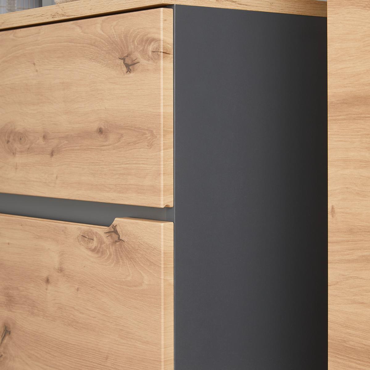 Waschbeckenunterschrank Memphis Artisan Eiche/Grau - Schwarz/Eiche Artisan, Modern, Holzwerkstoff/Kunststoff (80/55/38cm) - Mömax