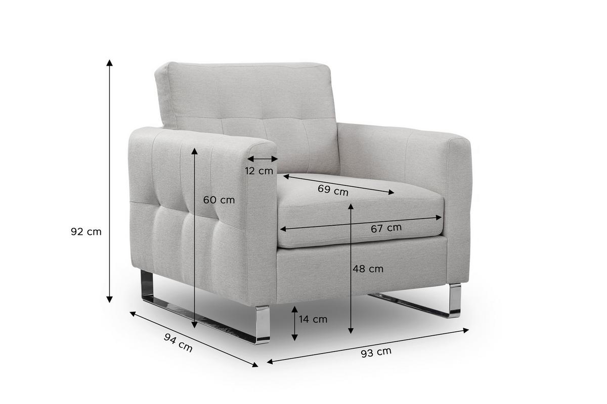 1,5-Sitzer-Sofa Hera Hellgrau - Chromfarben/Hellgrau, Basics, Holz/Textil (93/92cm) - MID.YOU