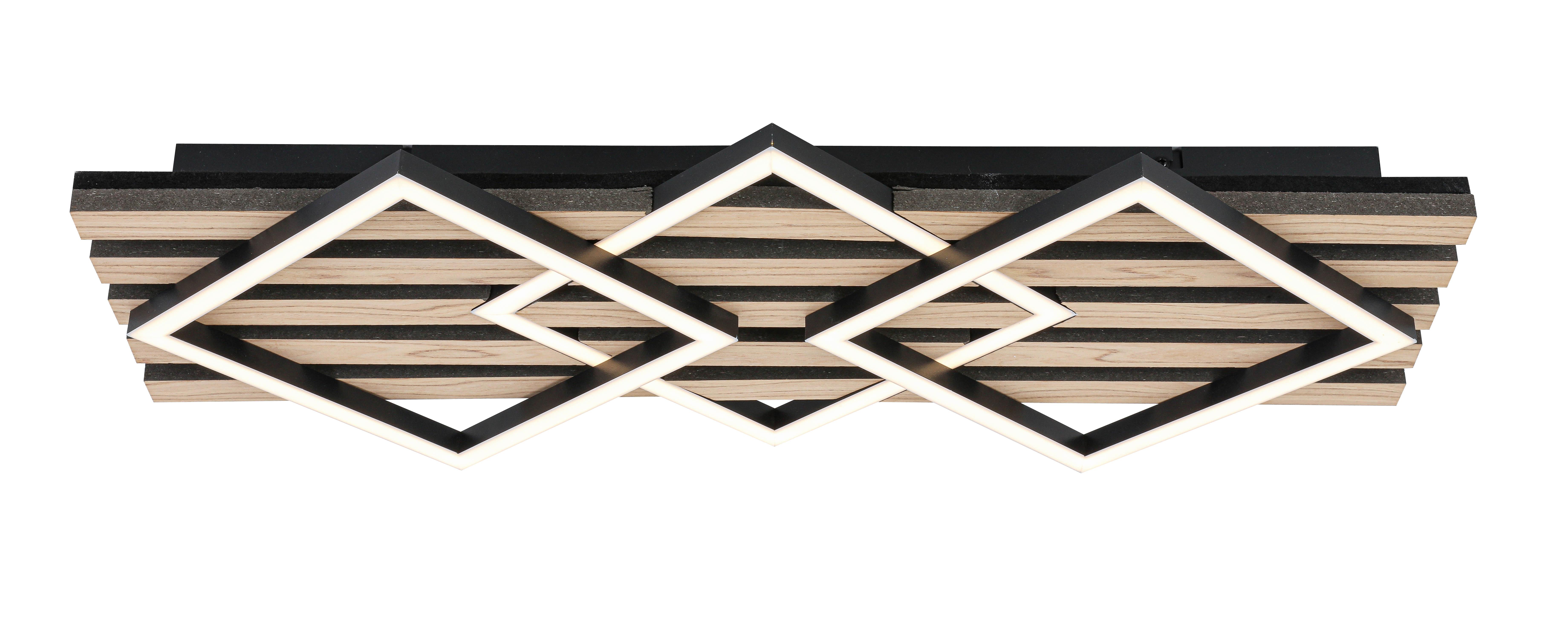 LAMPA SUFITOWA LED CORBY *SBN* - kolor dębowy/czarny, Basics, materiał drewnopochodny/tworzywo sztuczne (63/29/7,5cm) - Novel