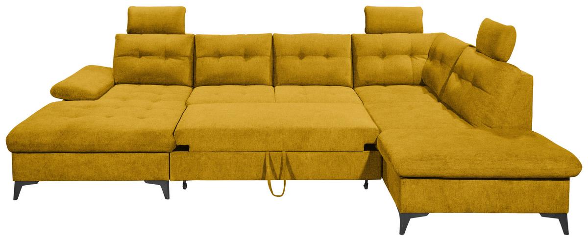 Wohnlandschaft Durban U ca. 170x324x218 cm Gelb - Gelb/Schwarz, KONVENTIONELL, Kunststoff/Textil (170/324/218cm) - MID.YOU