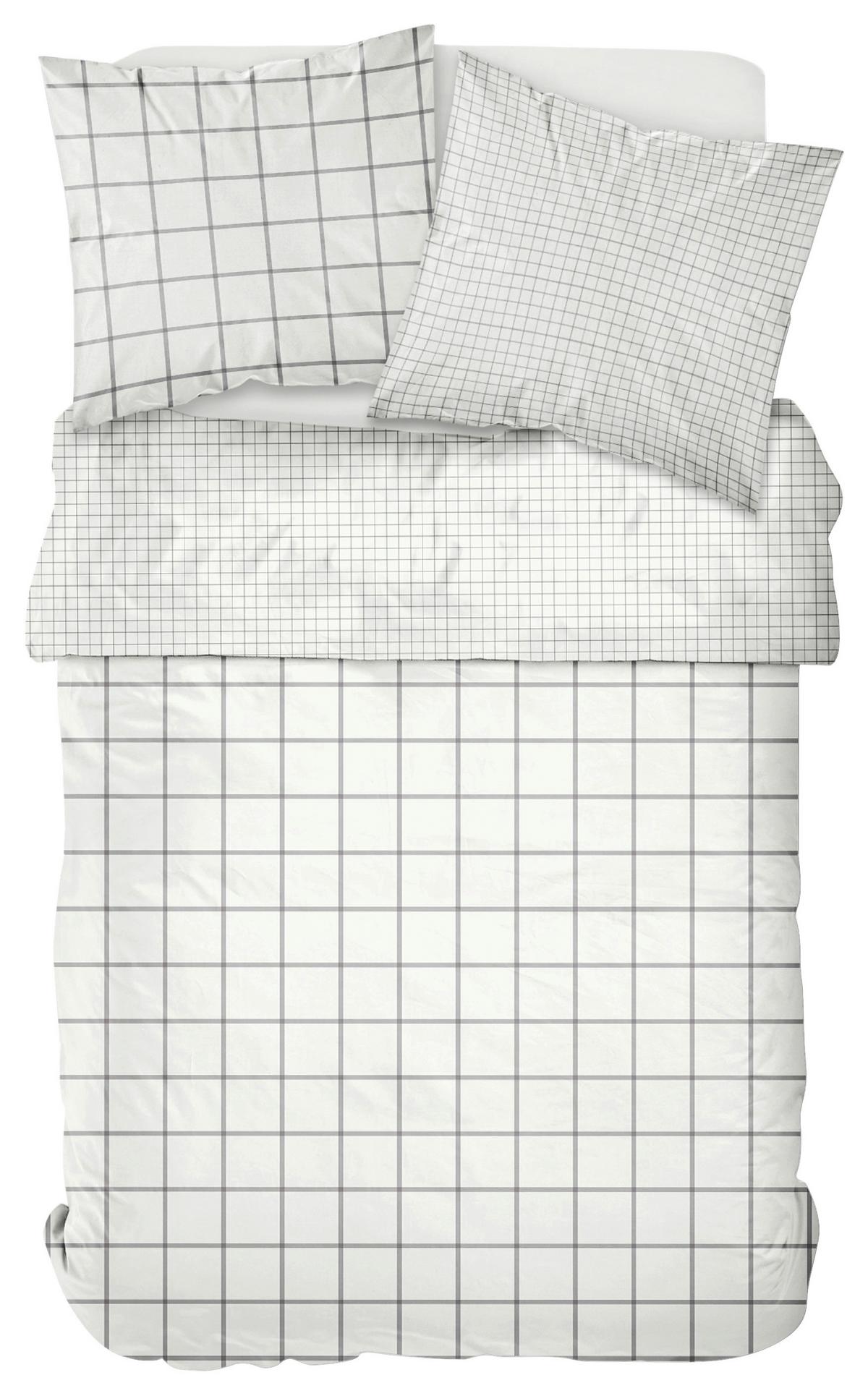 Ágyneműhuzat-garnitúra 3 Részes Fehér/szürke Kockás - textil