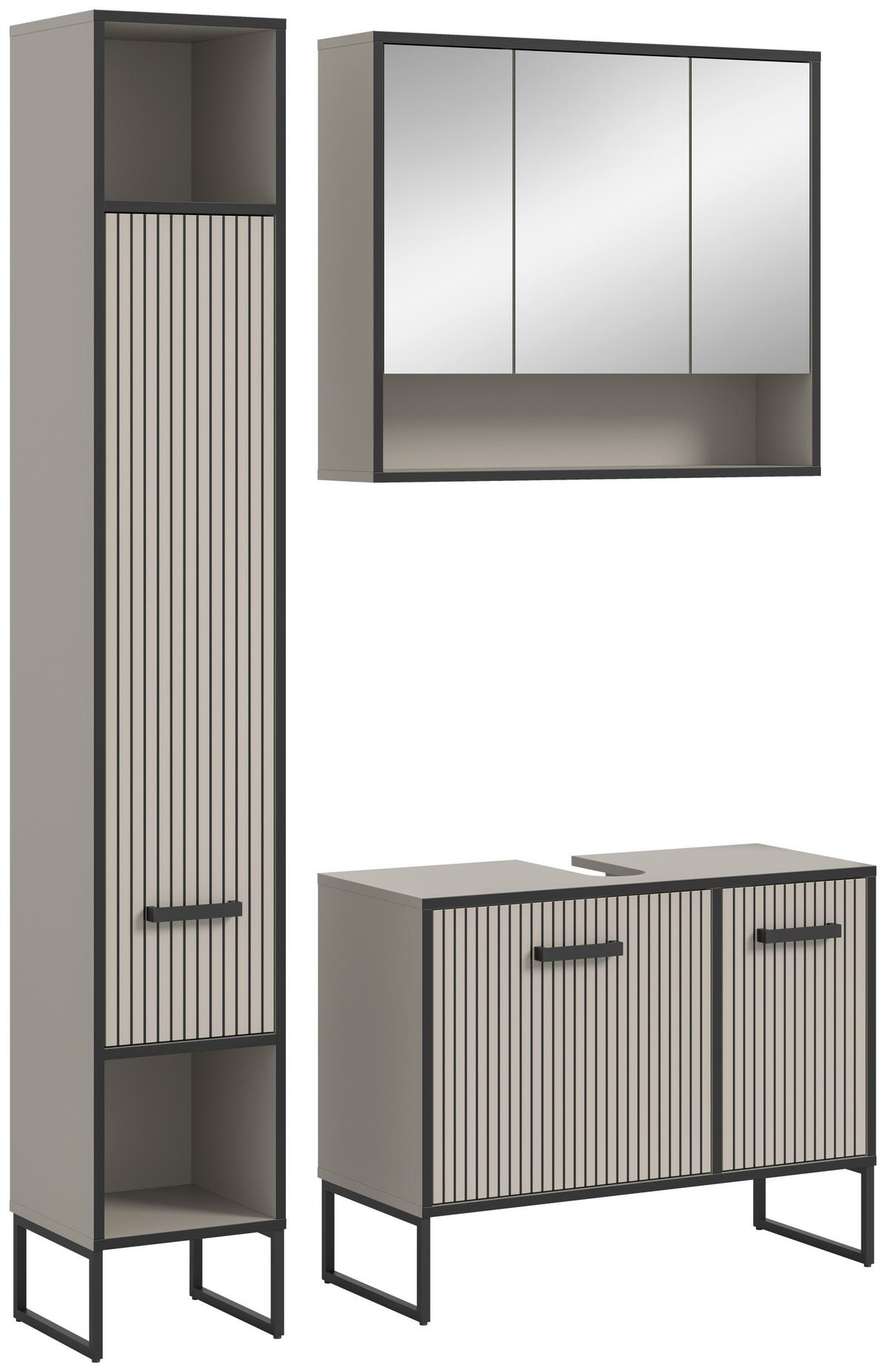 Badezimmer BAGNO 3-teilig ca.110cm Kaschmir - Kaschmir/Schwarz, MODERN, Holzwerkstoff/Metall (110cm) - MID.YOU