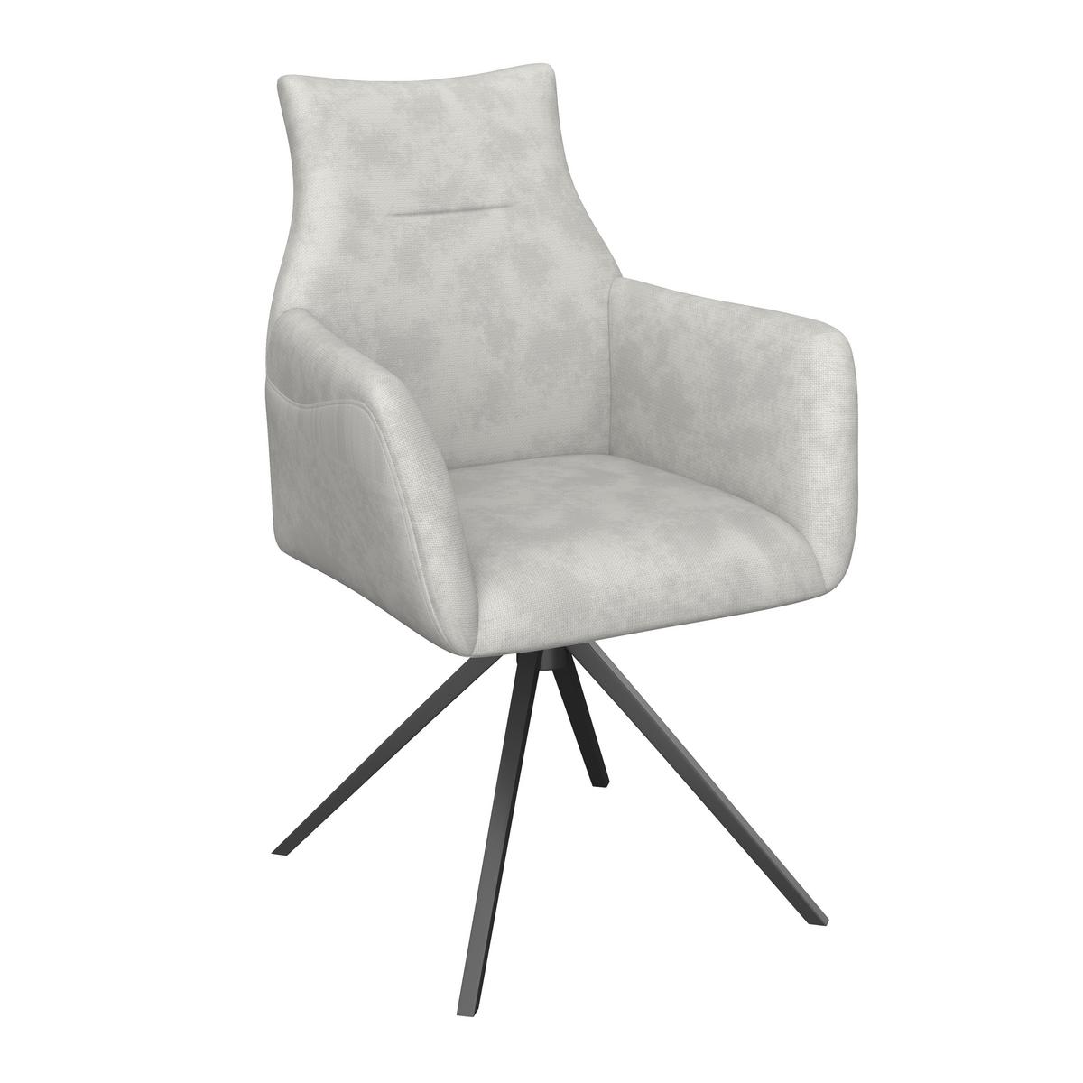 Armlehnstuhl Malina Hellgrau Webstoff Drehbar Gepolstert - Hellgrau/Schwarz, MODERN, Holz/Textil (63/85,5/66,5cm) - Bessagi Home