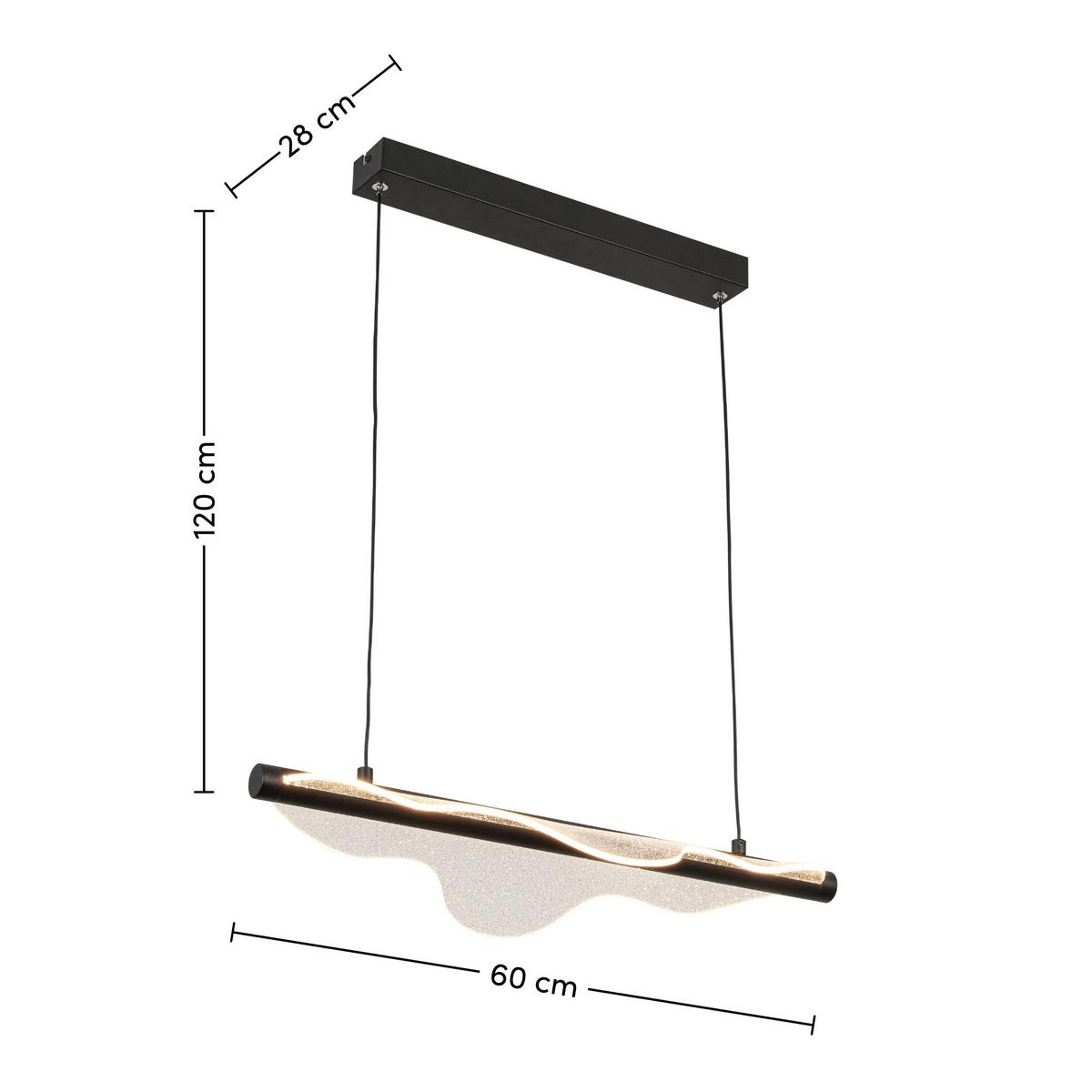 LED-Hängeleuchte Neu Schwarz max. 24 Watt - Transparent/Schwarz, MODERN, Kunststoff/Metall (60/28/120cm) - Modern Living