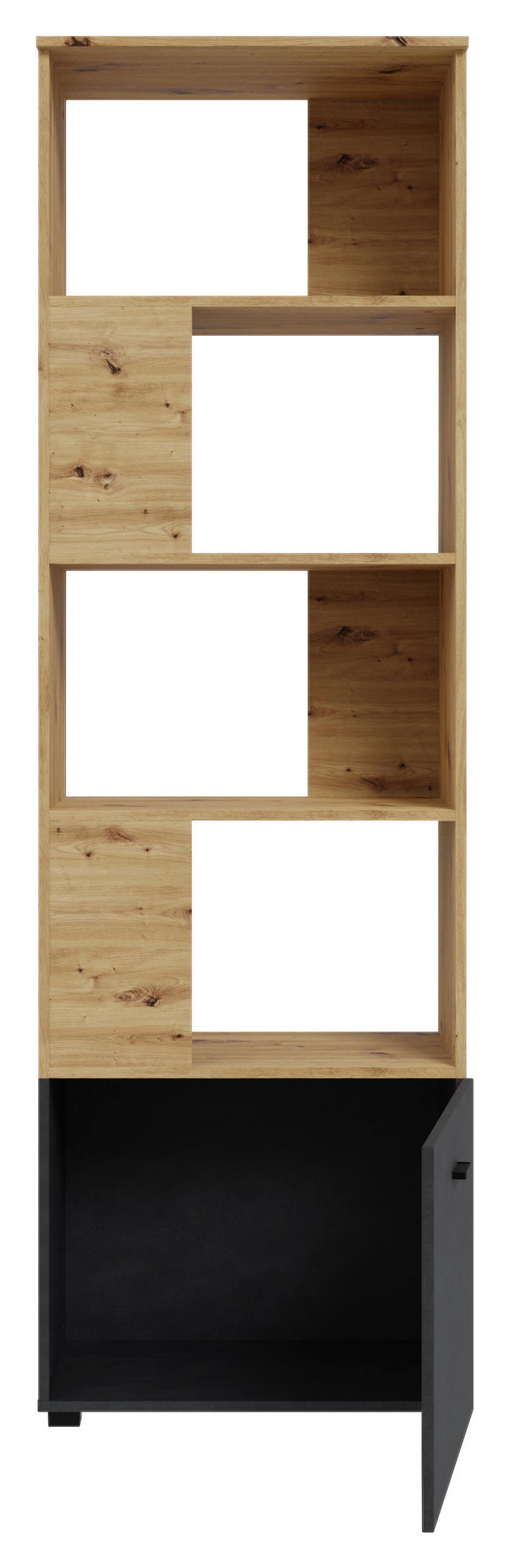 Regal in Eiche Artisan - Schwarz/Eiche Artisan, Modern, Holzwerkstoff/Kunststoff (60,4/195/41,3cm) - Mömax
