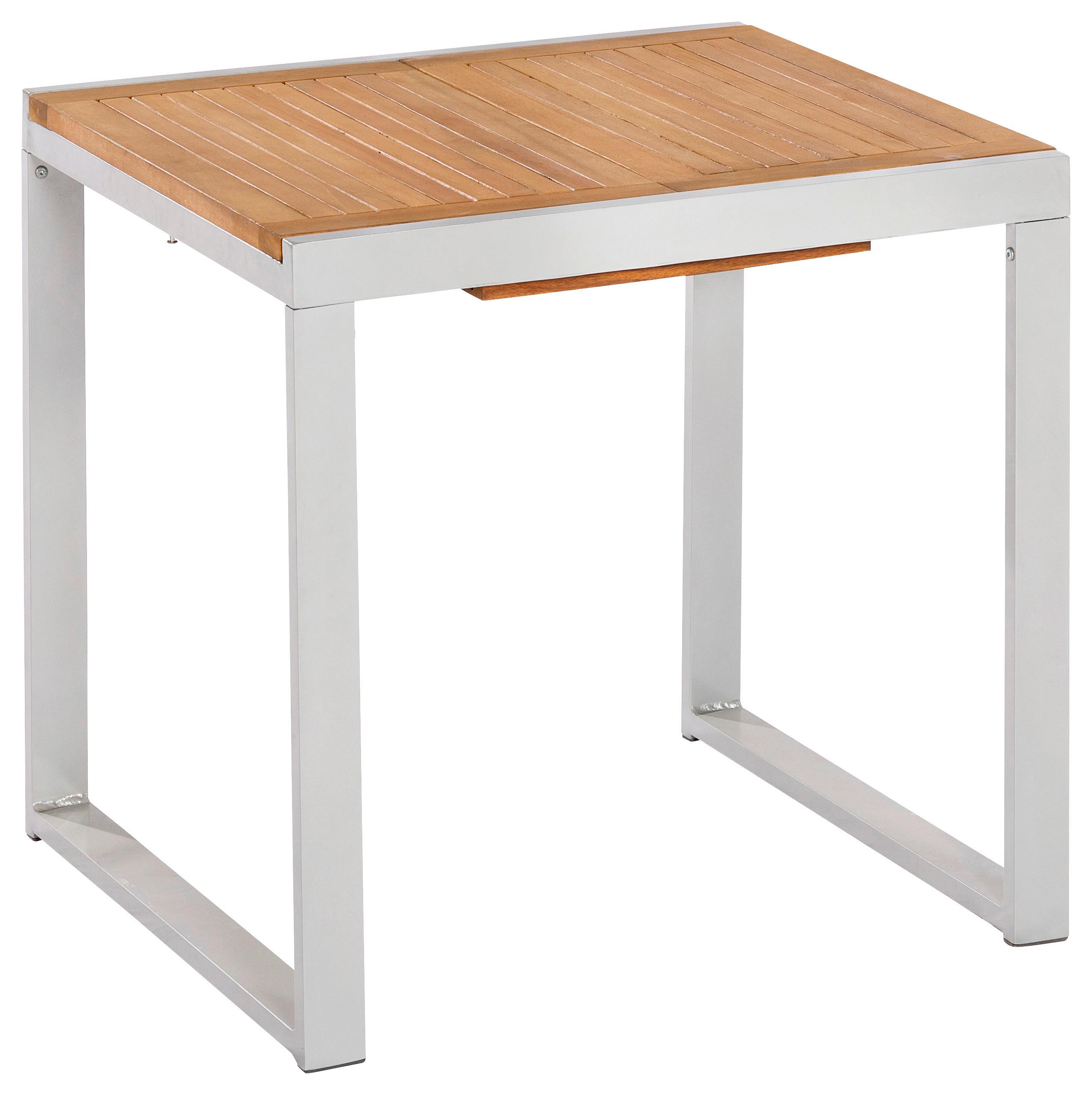 Gartentisch Naxos Silberfarben Akazie ca. 70x74x120cm - Silberfarben/Akaziefarben, KONVENTIONELL, Holz/Metall (80-120/74/70cm) - Gardenson