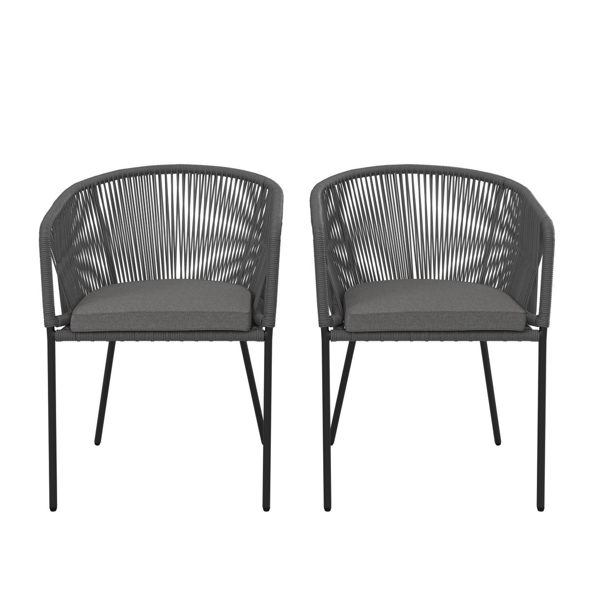 Set Vrtnih Stolov Victor, 2 Kos, Temno Siva - temno siva, Moderno, kovina/tekstil (56/59/78cm) - Bessagi Garden