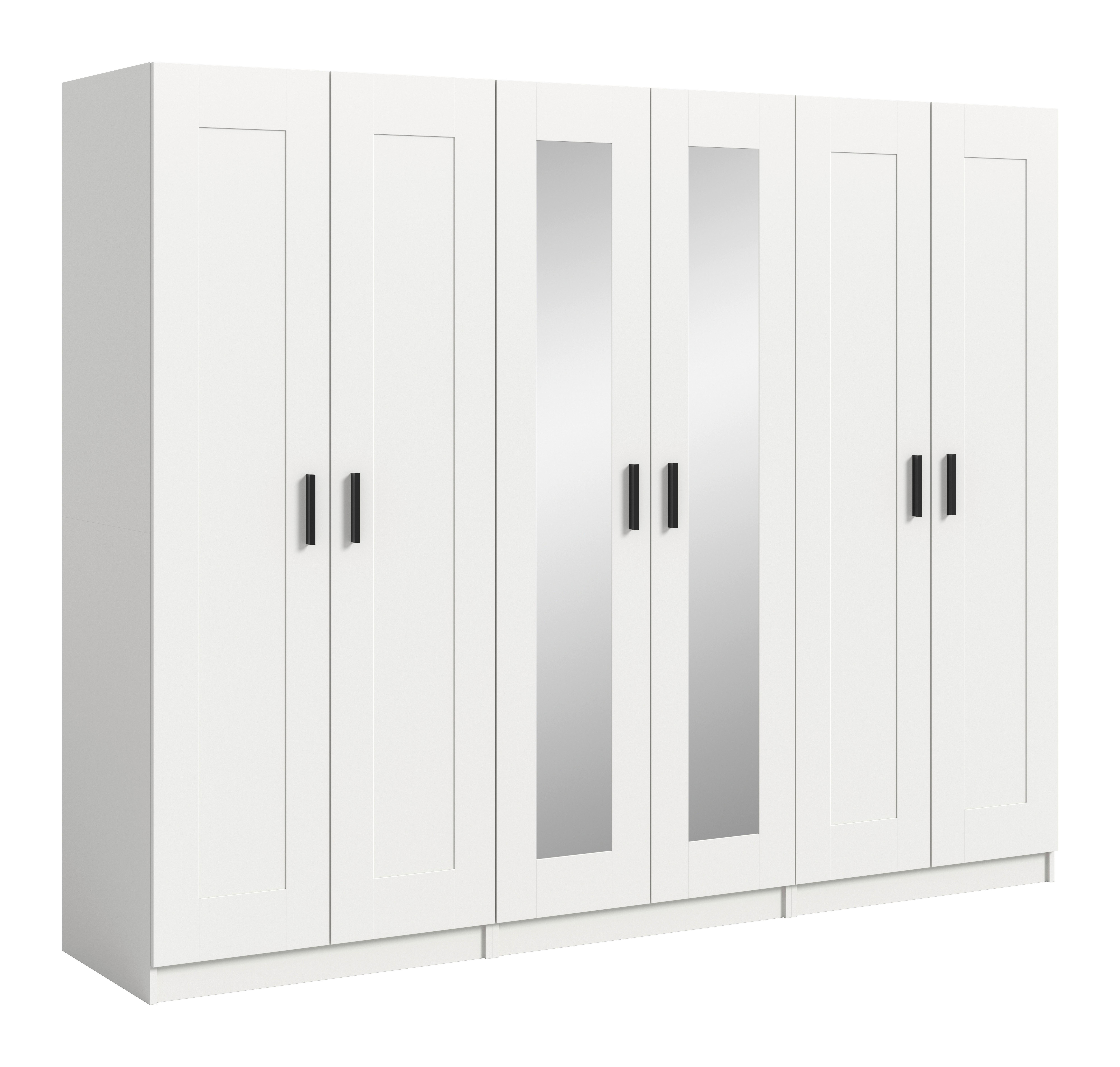 Drehtürenschrank Visby Weiß - Schwarz/Weiß, ROMANTIK / LANDHAUS, Holzwerkstoff/Kunststoff (240/194/56cm) - Livetastic