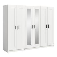 Drehtürenschrank Visby Weiß - Schwarz/Weiß, ROMANTIK / LANDHAUS, Holzwerkstoff/Kunststoff (240/194/56cm) - Livetastic