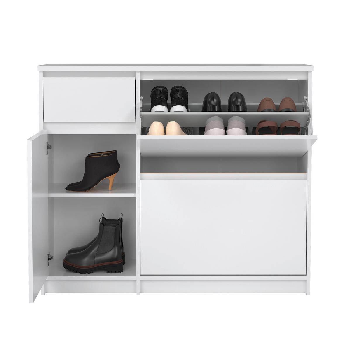 Omara Za Čevlje Naia, Bela Visok Sijaj - bela/visoki sijaj, Design, leseni material (108,9/92,9/31,5cm) - Livetastic