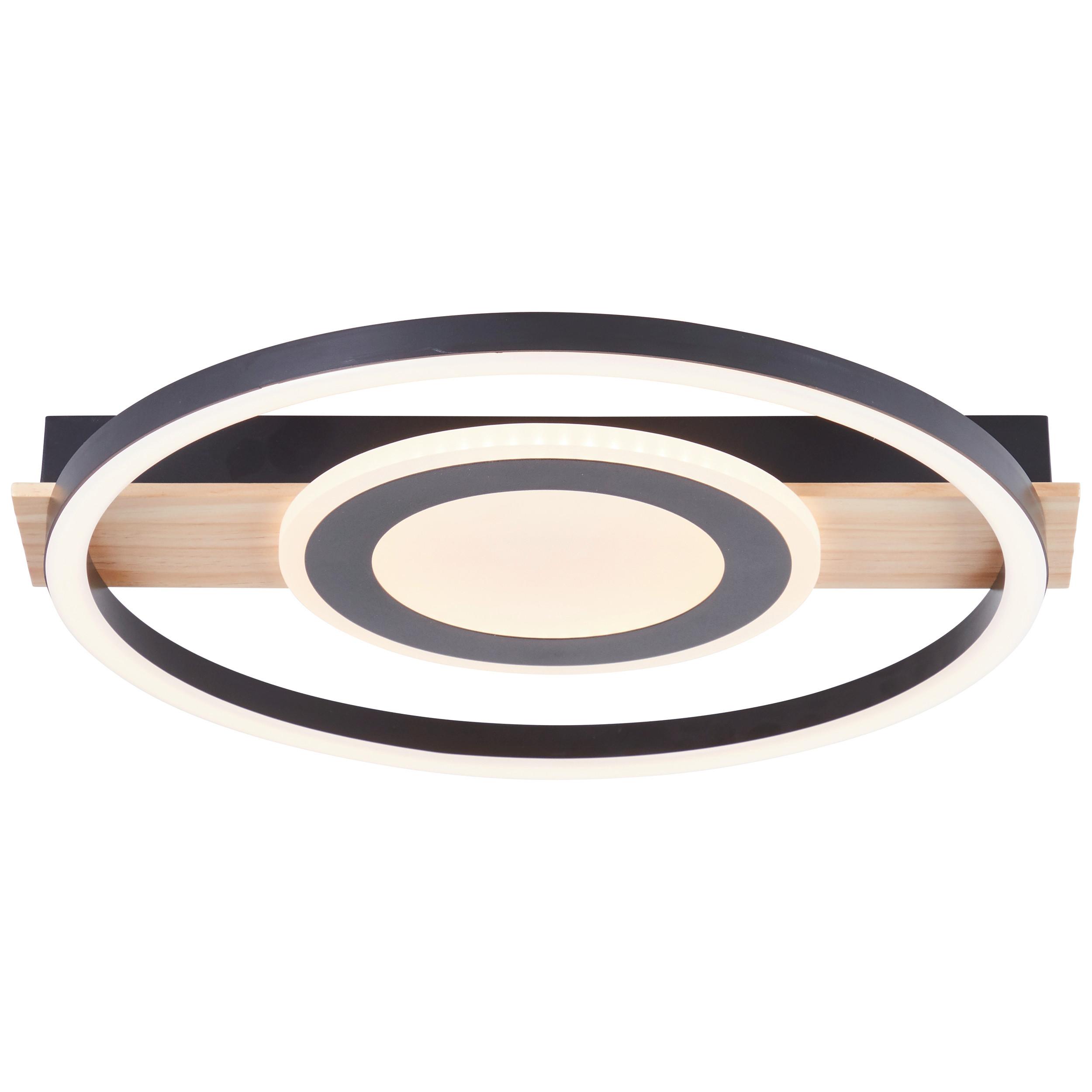 LED-Deckenleuchte Maureen Schwarz/Hellbraun max. 22 Watt - Hellbraun/Schwarz, Design, Holz/Kunststoff (5/39/37cm) - Brilliant