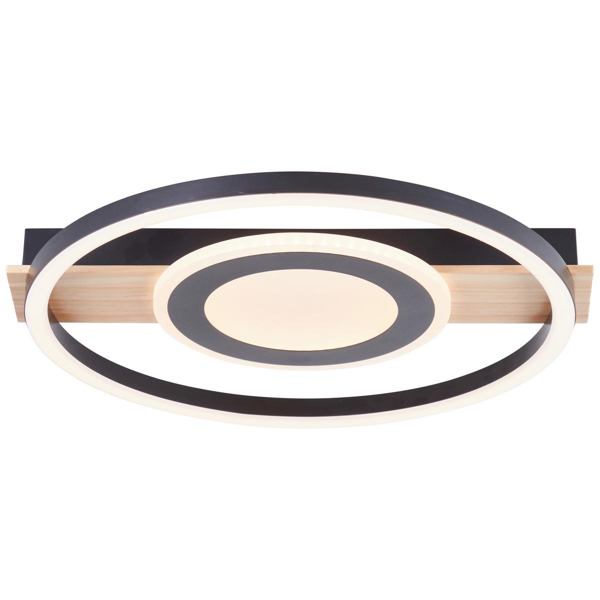 LED-Deckenleuchte Maureen Schwarz/Hellbraun max. 22 Watt - Hellbraun/Schwarz, Design, Holz/Kunststoff (5/39/37cm) - Brilliant