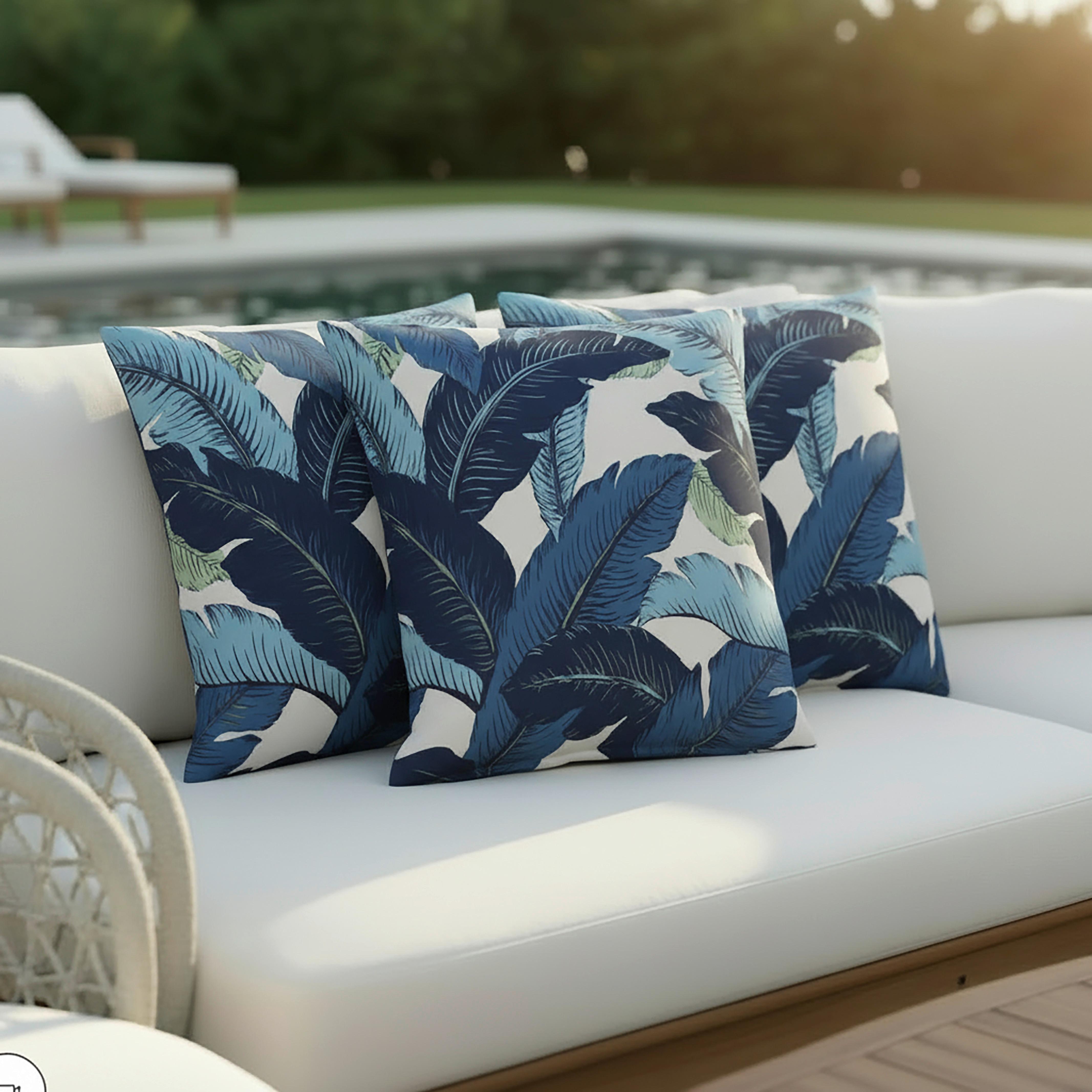 KUSSENS VOOR BUITEN LUISA - Wit/Blauw, Modern, Textiel (45/45/10cm) - Bessagi Garden