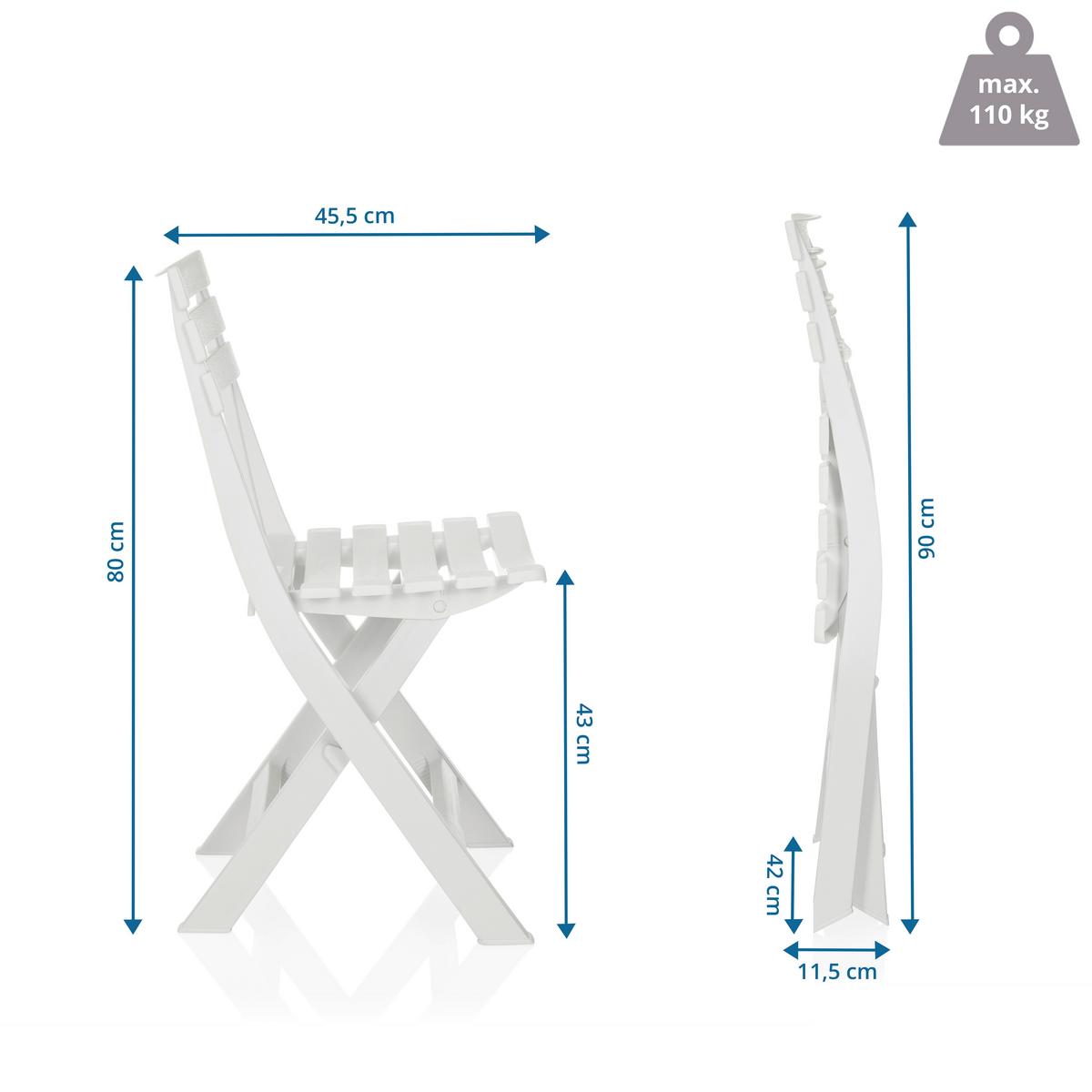 Zložljiv Stol Travano, Bela - bela, Moderno, umetna masa (42/80/45,5cm) - MID.YOU