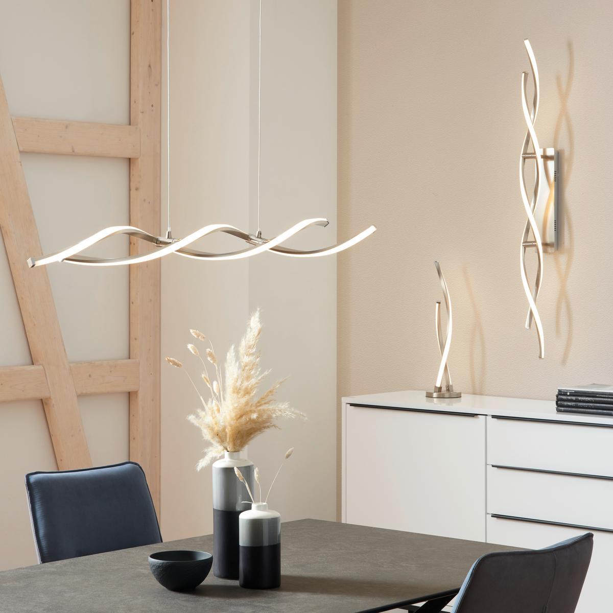 LAMPA WISZĄCA LED 9142-55 POLINA - kolor niklowy, Design, metal (110/8/140cm) - Paul Neuhaus