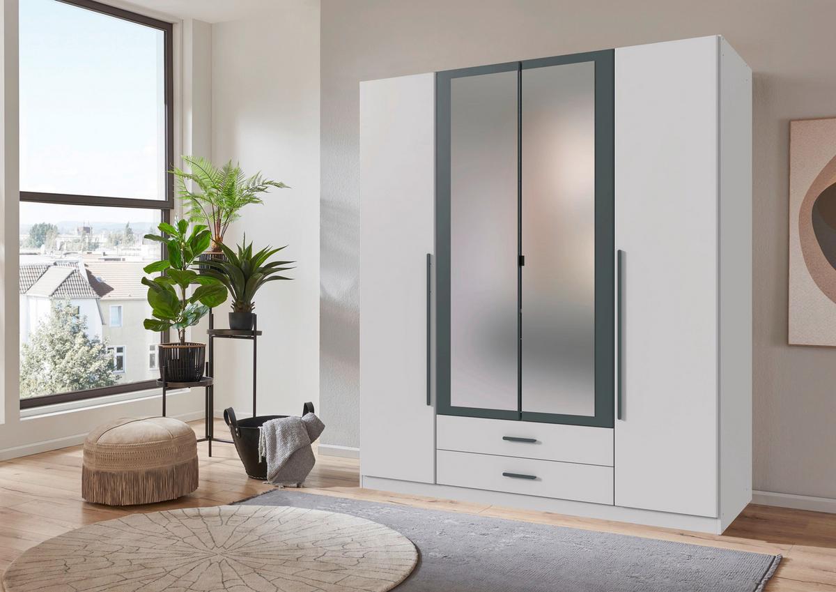 Drehtürenschrank Marburg Graphitfarben/Weiß - Graphitfarben/Weiß, KONVENTIONELL, Glas/Holzwerkstoff (180/199/58cm) - Mömax