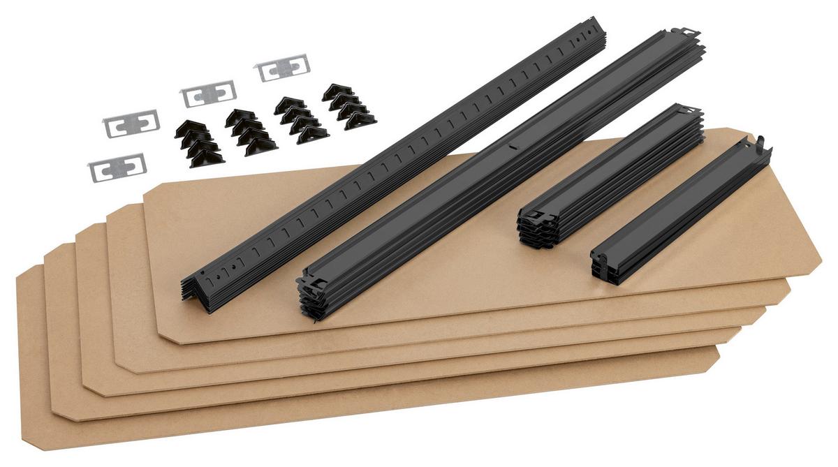 Schwerlastregal Johann Naturfarben/Schwarz - Schwarz/Naturfarben, KONVENTIONELL, Holzwerkstoff/Metall (90/180/40cm) - Mömax