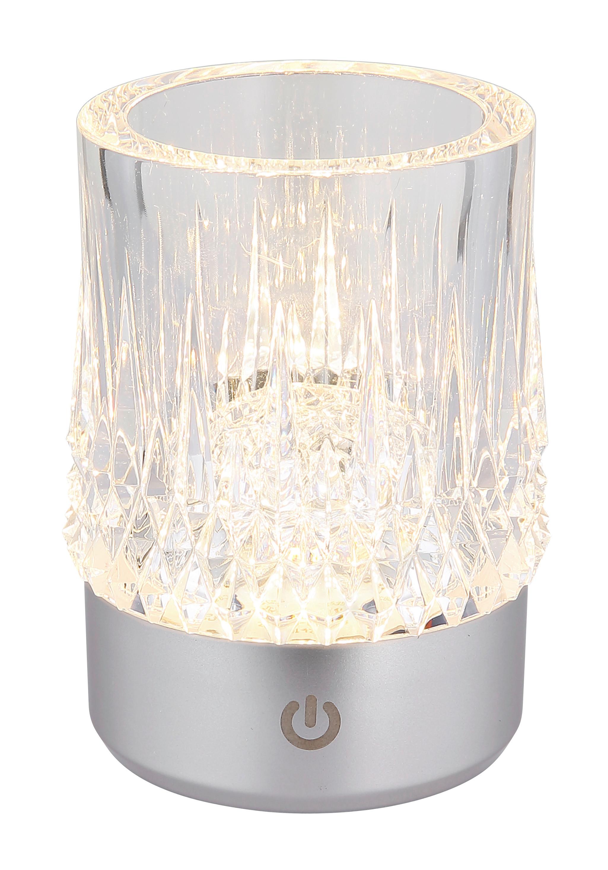 AKKU-TISCHLEUCHTE 21044S LIZZY - Weiss/Transparent, Basics, Kunststoff/Stein (7,8/10,5cm) - Globo