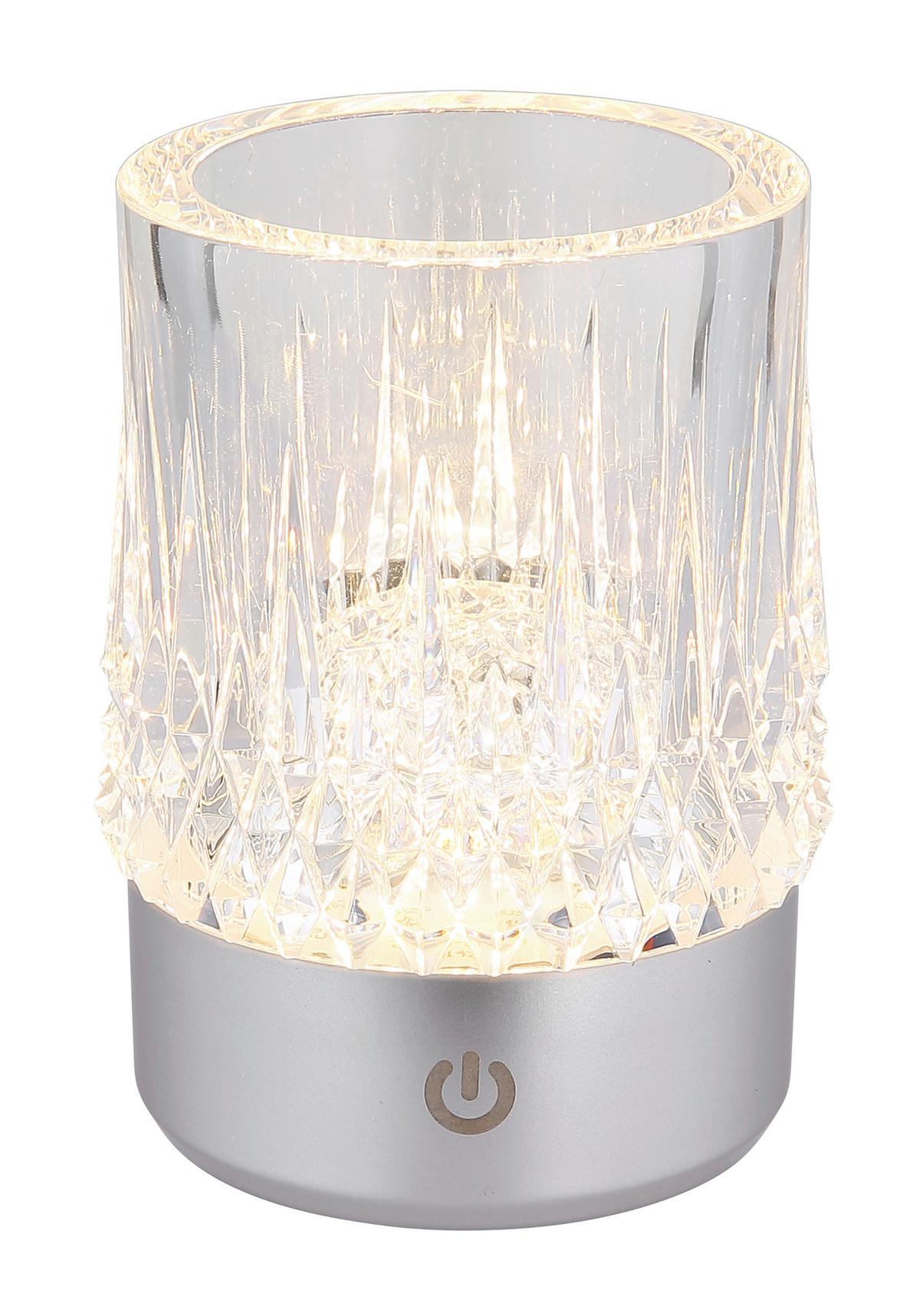 AKKU-TISCHLEUCHTE 21044S LIZZY - Weiss/Transparent, Basics, Kunststoff/Stein (7,8/10,5cm) - Globo