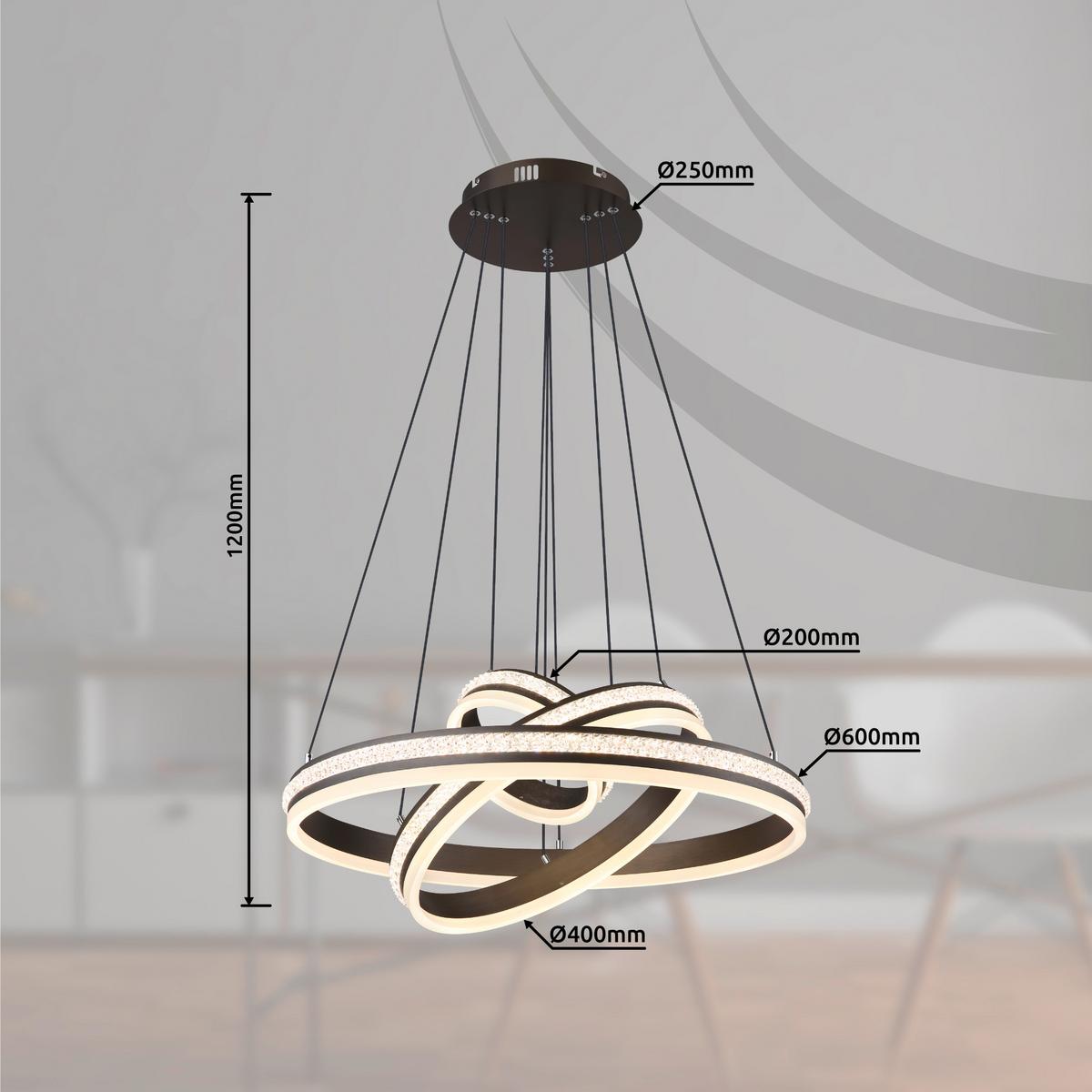 Viseča Led-svetilka Grouni, S Sijalko - barve titana/opal, Design, kovina/umetna masa (60/120cm) - Globo