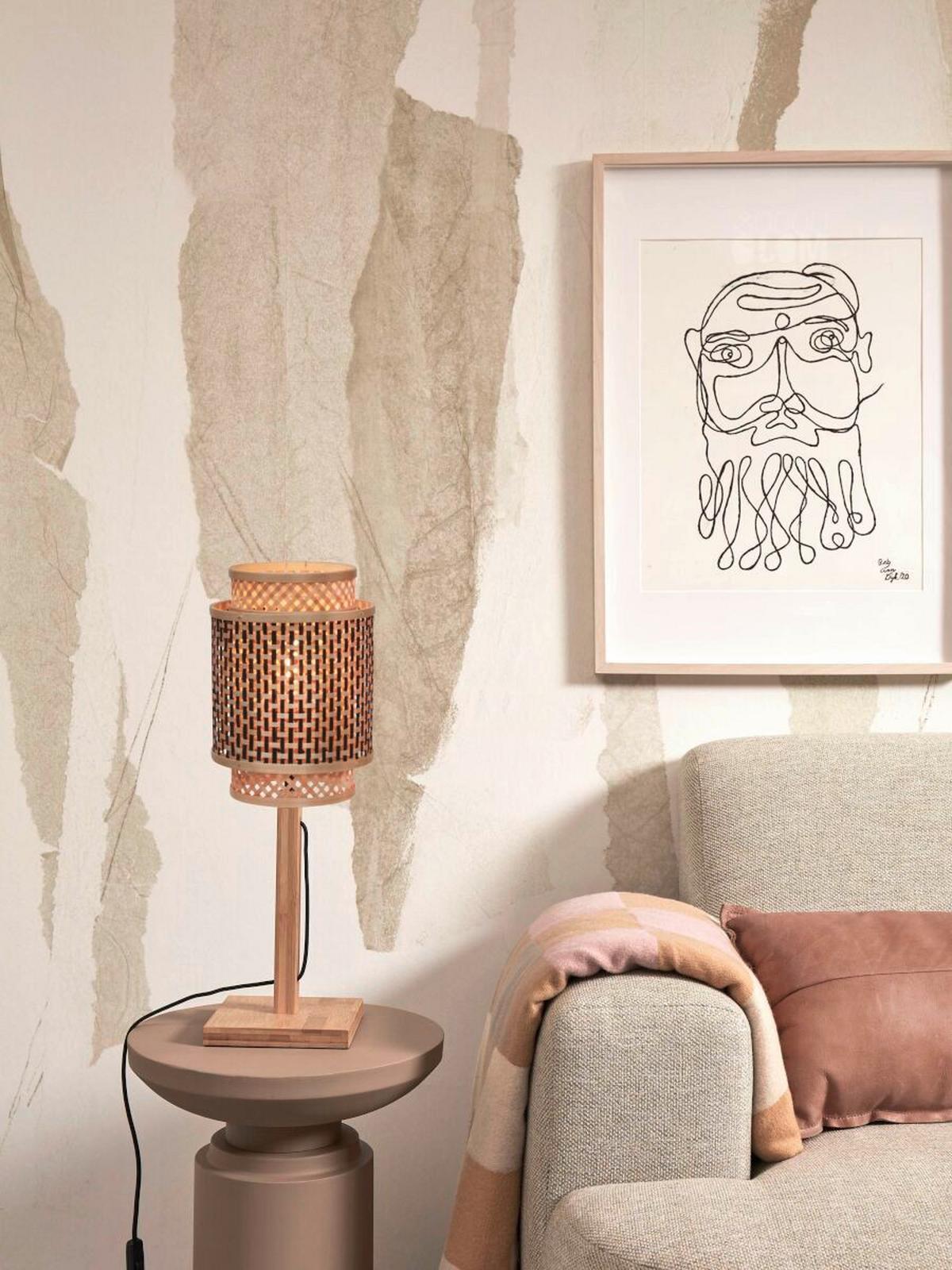 Namizna Svetilka Bhutan, Črna, Bambus - črna/naravne barve, Trend, les (22/45cm) - Good & Mojo