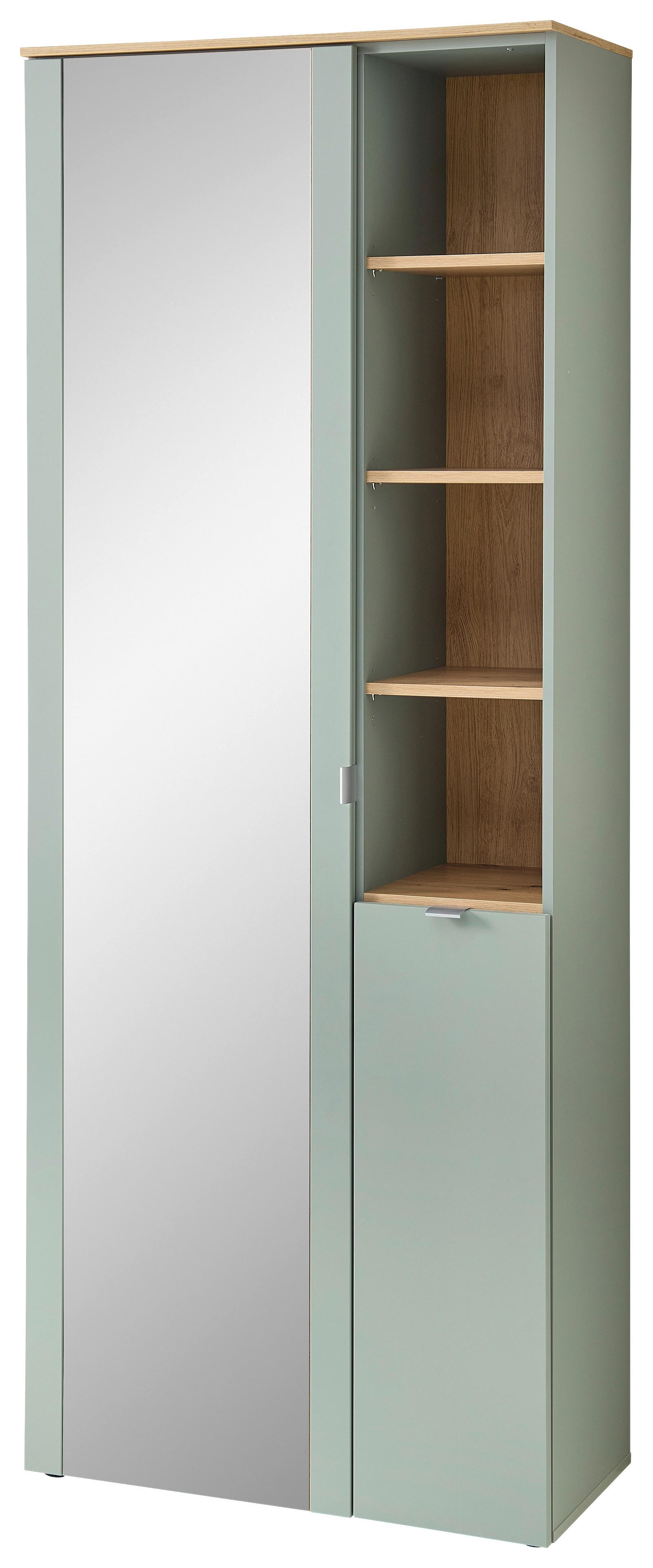 Garderobenschrank Bari in Grün/Eiche Artisan - Silberfarben/Schwarz, Modern, Holzwerkstoff/Kunststoff (78/202/38cm) - Premium Living