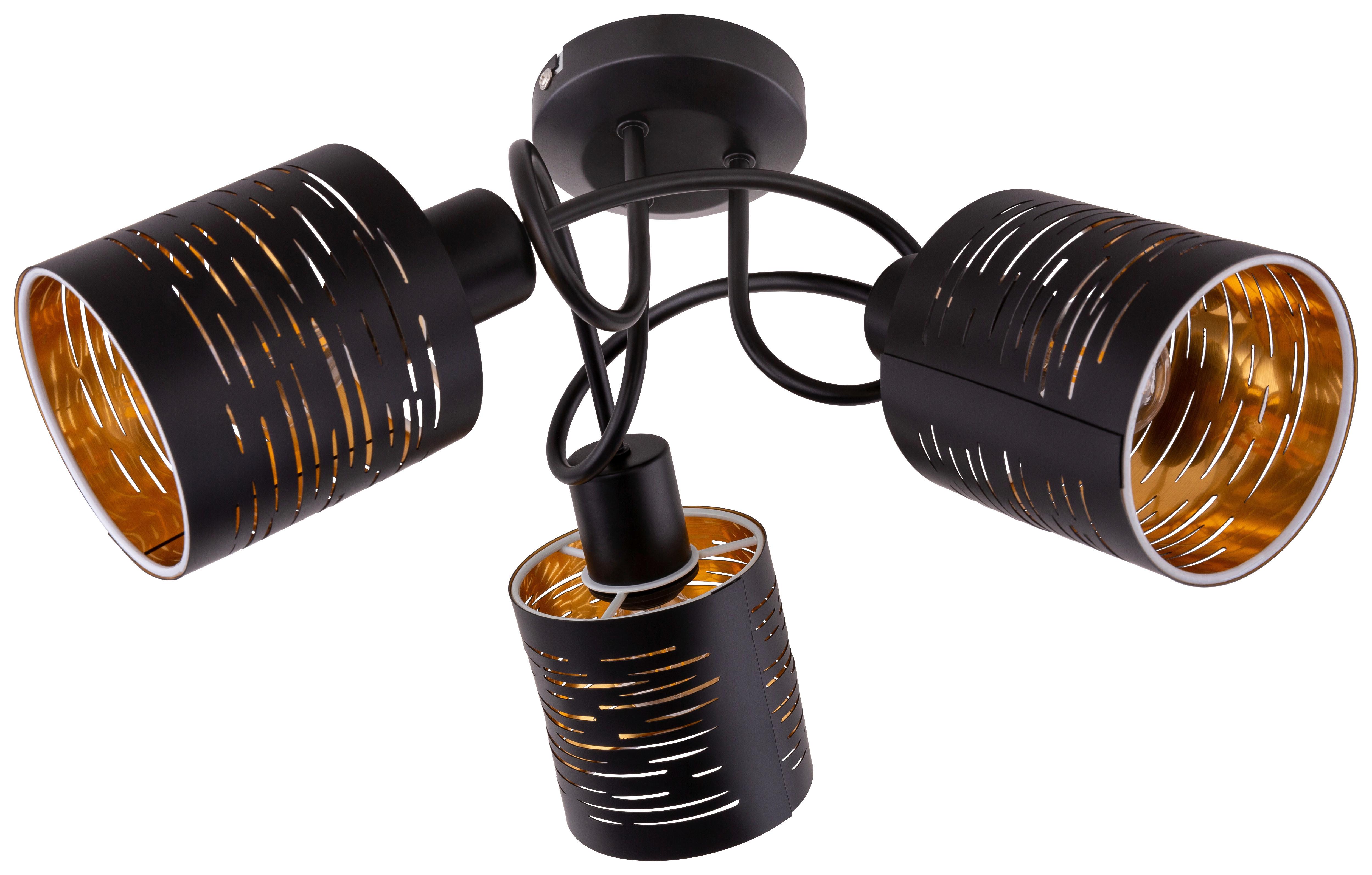 Deckenleuchte Tunno in Schwarz max. 15 Watt - Goldfarben/Schwarz, Design, Kunststoff/Metall (40/21cm) - Globo