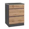 Küchenunterschrank Turin ca. 60x86 cm Graphit/Eiche - Eiche Wotan/Graphitfarben, Design, Holzwerkstoff (60/86/60cm) - Held