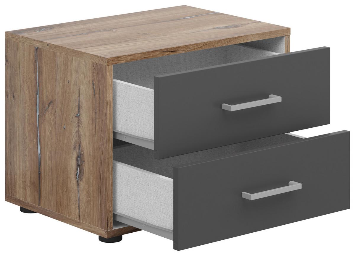 NOPTIERA SMART 2 - culoare lemn stejar/antracit, Basics, material pe bază de lemn (50/38/35cm)