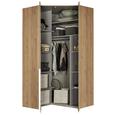 Eckkleiderschrank Weiß/Eichefarben - Eichefarben/Alufarben, ROMANTIK / LANDHAUS, Holzwerkstoff/Metall (120/236/120cm) - Premium Living Eckkleiderschrank Weiß/Eichefarben - Eichefarben/Alufarben, ROMANTIK / LANDHAUS, Holzwerkstoff/Metall (120/236/120cm) - Premium Living
