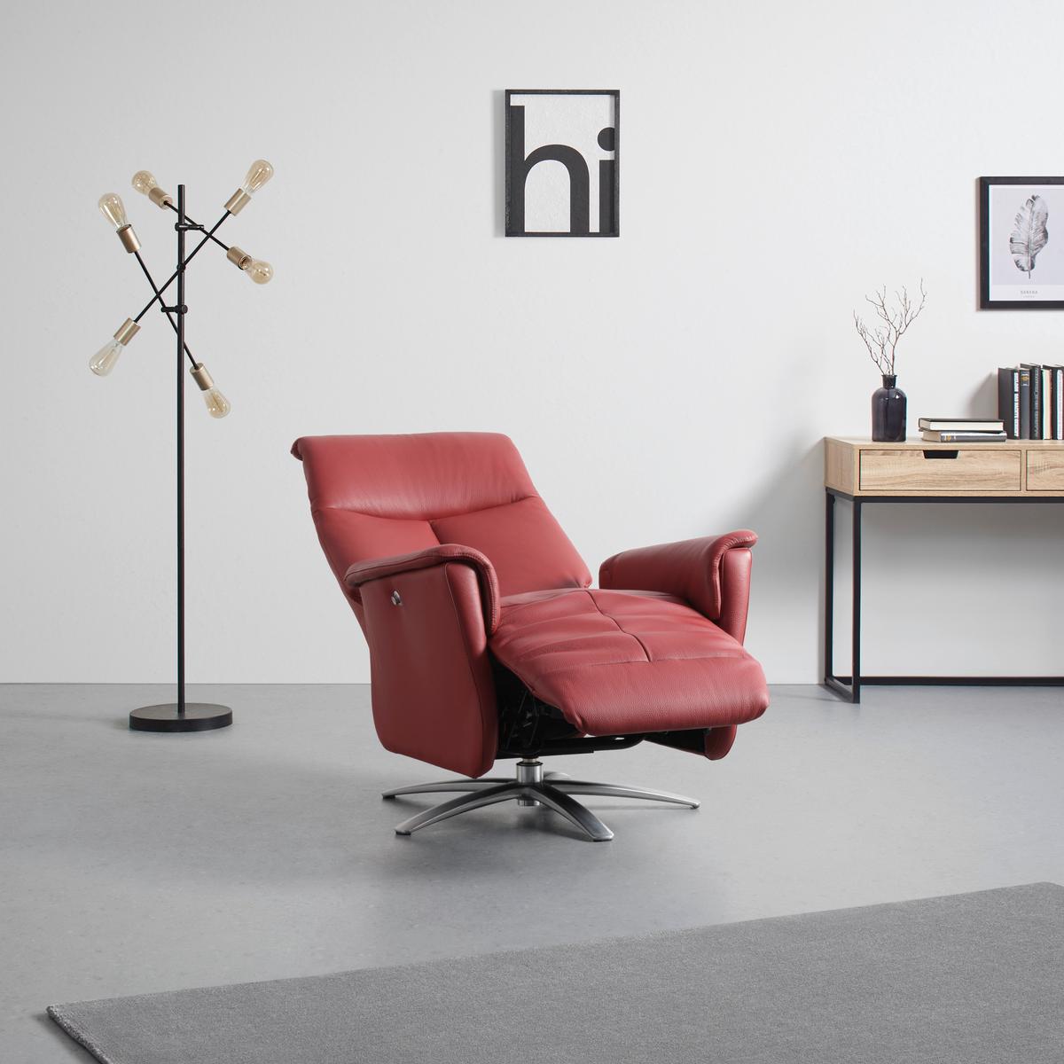 Relaxsessel Tom Leder Rot - Rot, MODERN, Leder/Metall (78/113/85cm) - Premium Living