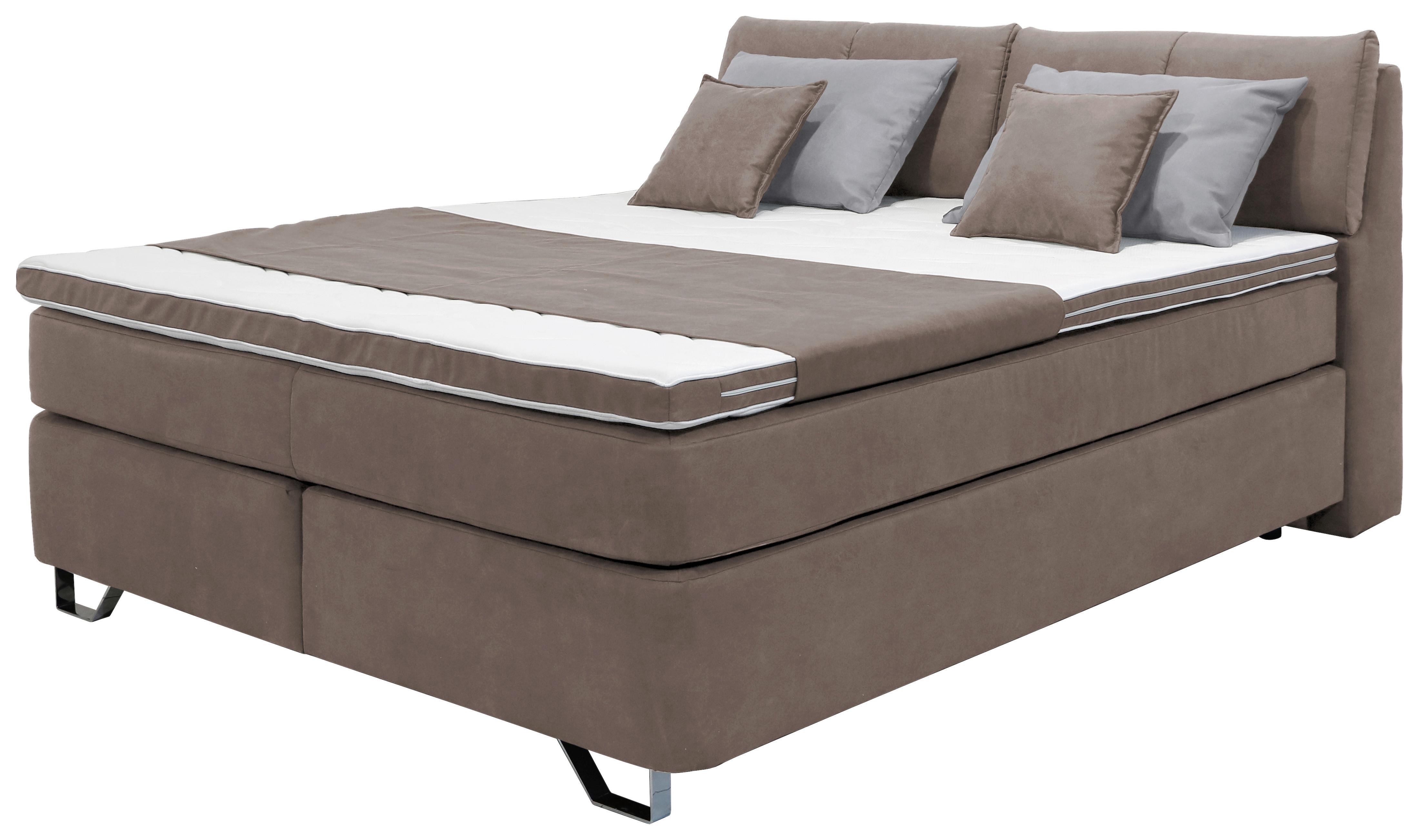 Boxspringbett Tabea Taupe ca. 180x200cm - Taupe/Alufarben, KONVENTIONELL, Karton/Naturmaterialien (180/200cm) - Mömax