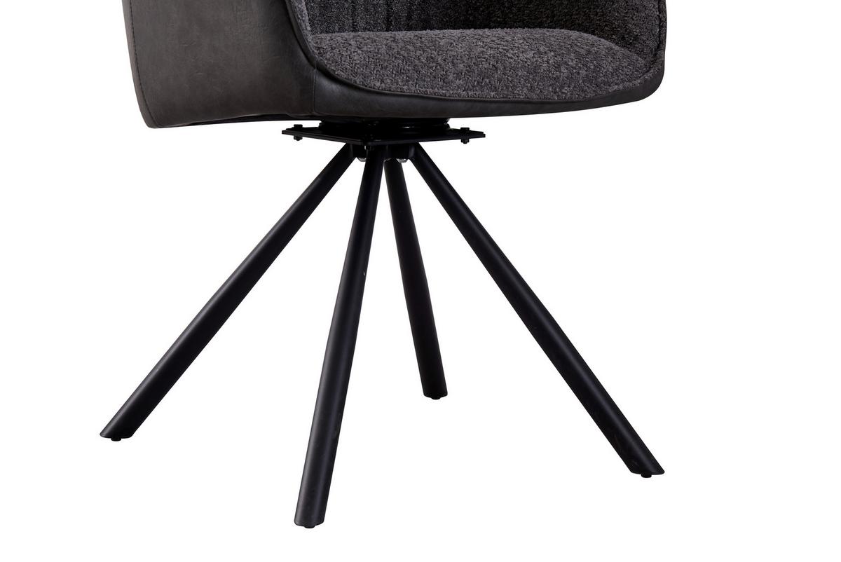 KRZESŁO Z PODŁOKIETNIKAMI SERENA - czarny/szary, Modern, metal/drewno (62/82/62cm) - MID.YOU