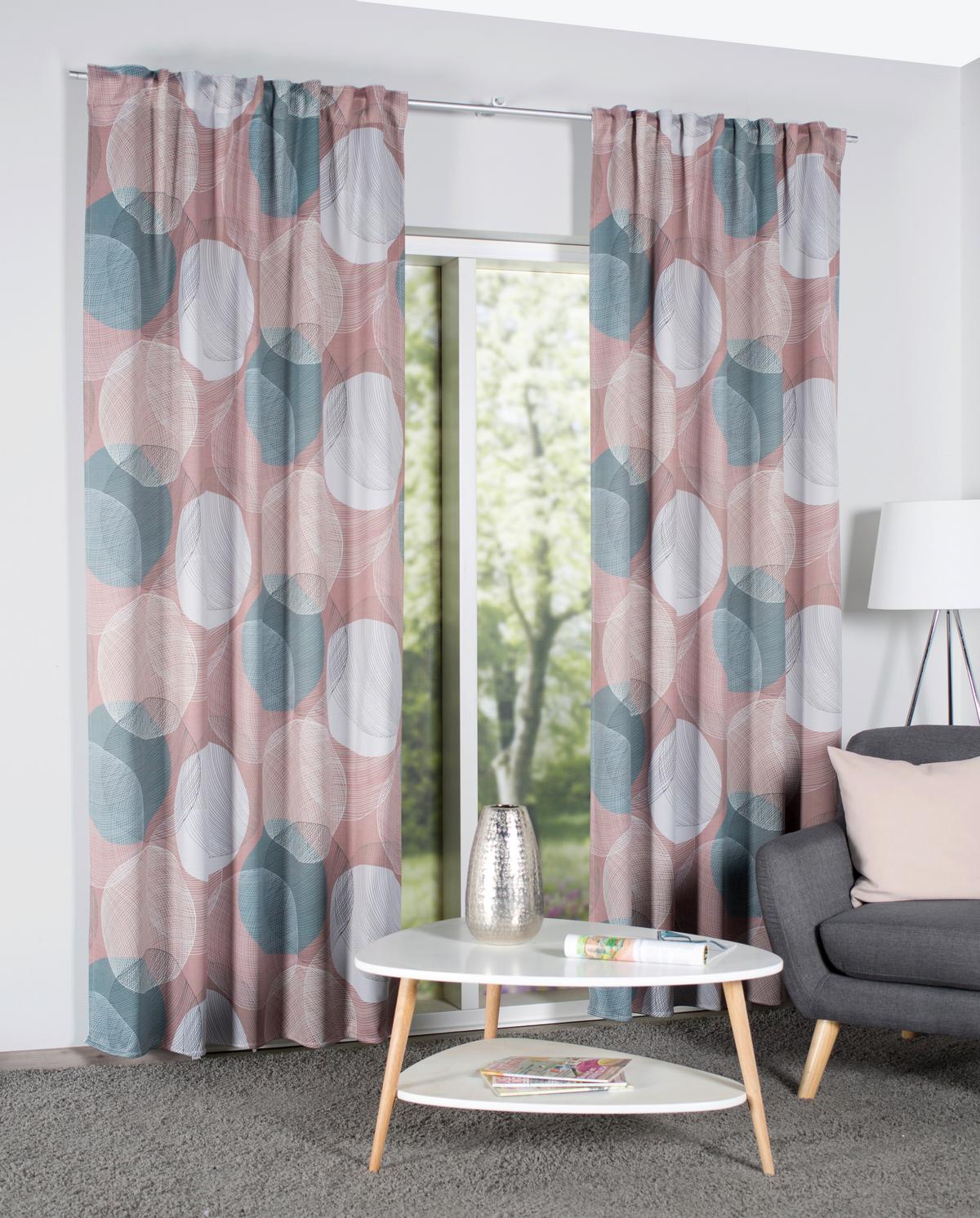 ZASŁONA GOTOWA MILLAN - różowy, Design, tkanina (135/245cm)