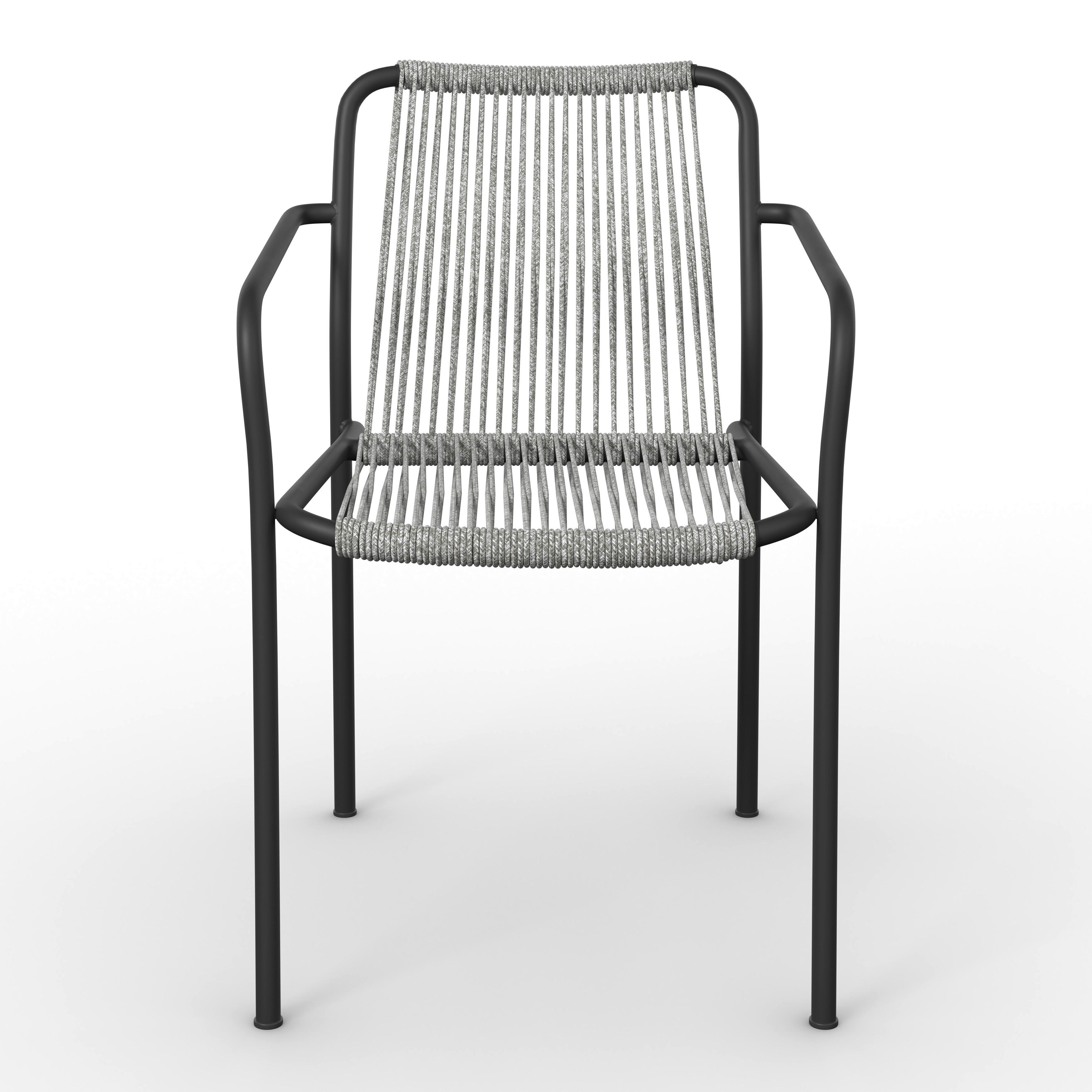 TRÄDGÅRDSSTOLAR SET NARDO - ljusgrå/svart, Modern, metall/textil (55/82/58cm) - Bessagi Garden