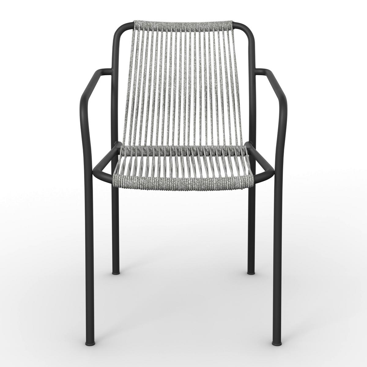 Gartensessel-Set 2-er Hellgrau aus Textil/Metall - Hellgrau/Schwarz, MODERN, Kunststoff/Textil (55/82/58cm) - Bessagi Garden