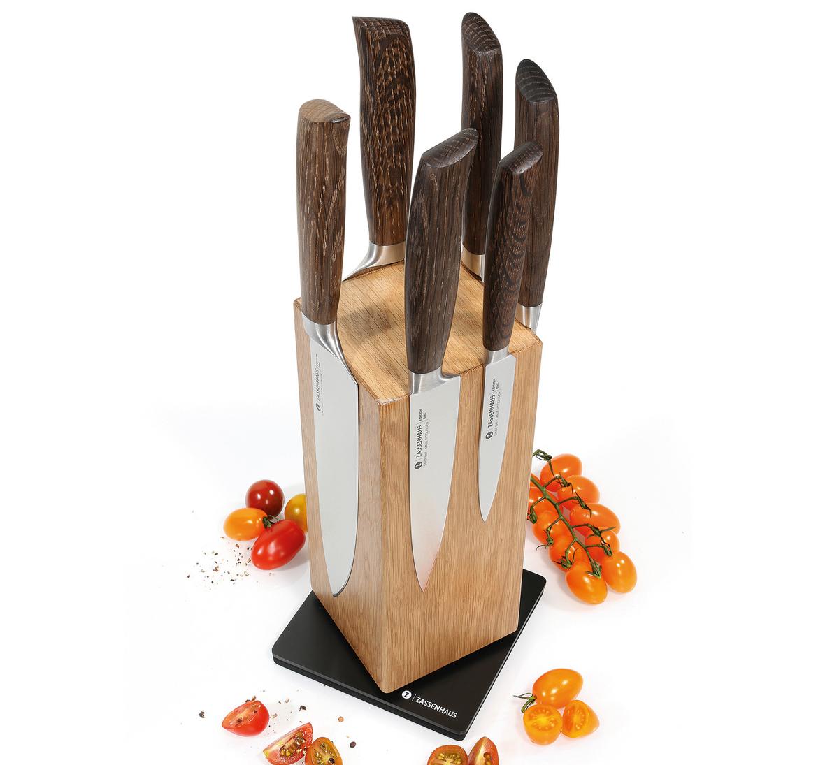 BLOK NA NOŻE 078237 - kolor dębowy, Basics, drewno (13/13/25,5cm) - Zassenhaus