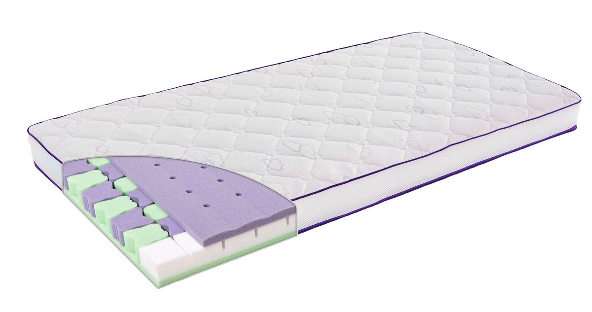 MATERAC DZIECIĘCY T014782 - fioletowy/biały, Basics, tkanina (140/70/11cm) - Träumeland